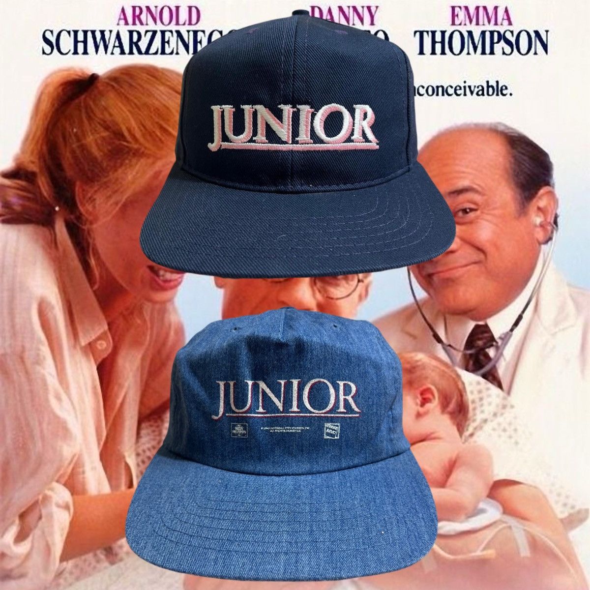 Vintage 2 Lot Junior Movie Promo Snapback Hat Vintage 1994 Size ONE SIZE - 1 Thumbnail
