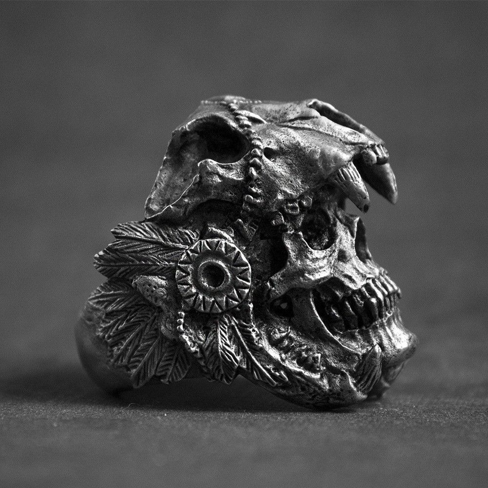 Jewelry Skull Punk Jewelry Rings Open Size Chrome Ring (Size 7-13) Size ONE SIZE - 4 Thumbnail
