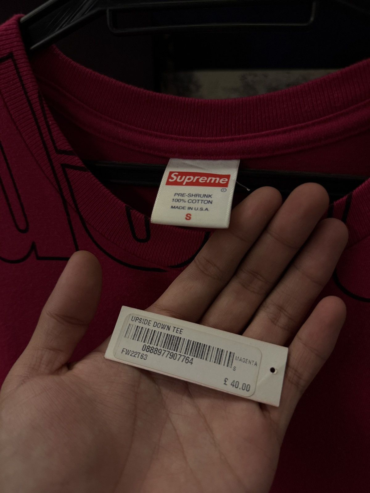 Supreme Supreme Upside Down Tee Magenta Size US S / EU 44-46 / 1 - 4 Thumbnail