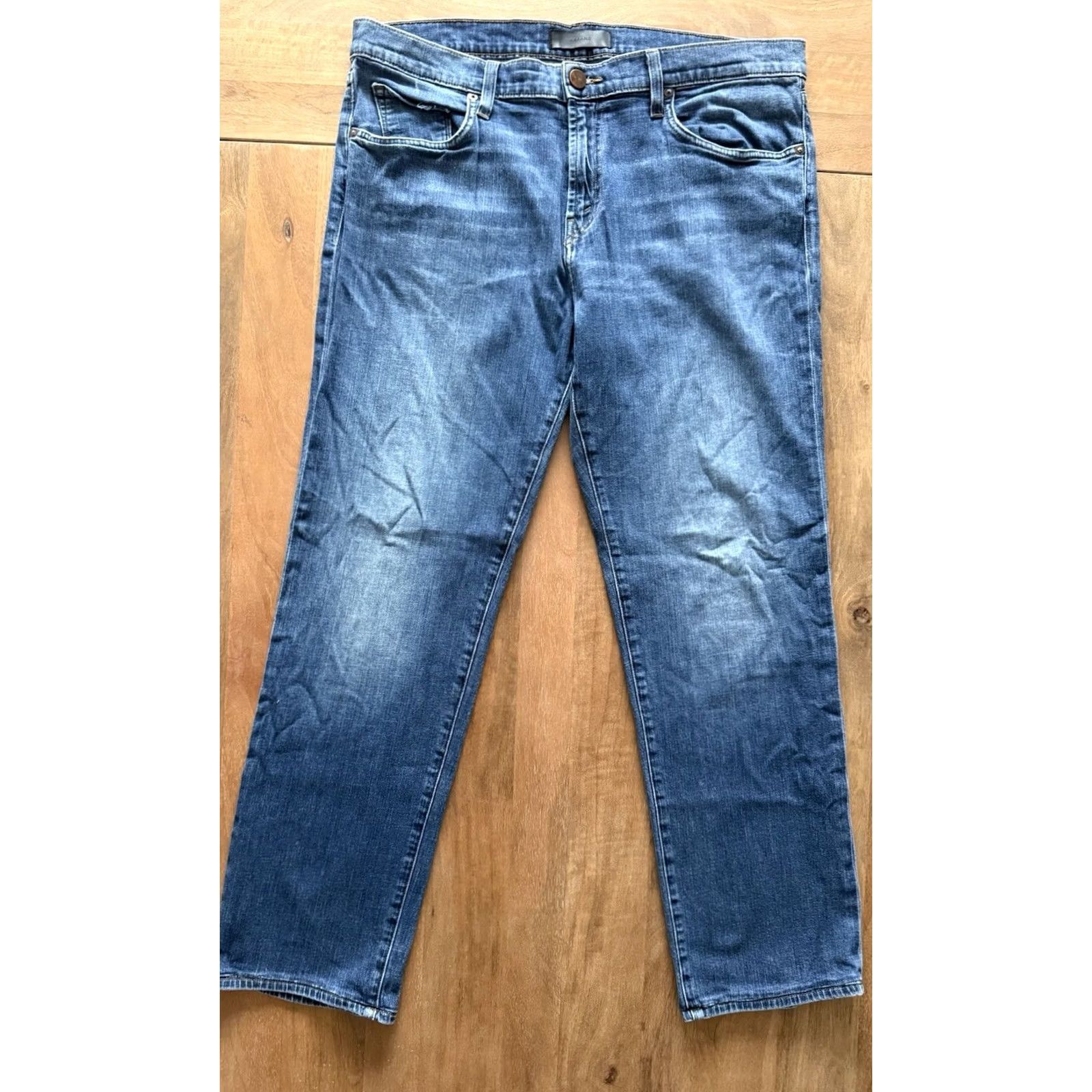 J Brand J Brand Kane Jeans Mens Size 36 Slim Straight Denim Blue 5-Pocket Logo Zipper Button Inseam 28" Regular Rise Mid Vintage: No Size US 37 - 2 Thumbnail