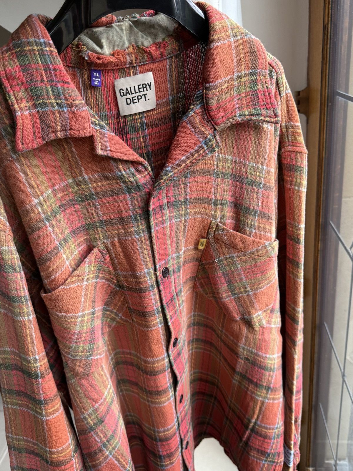 Gallery Dept. Gallery Dept Marley Distressed Checked Cotton-Flannel Shirt Size US XL / EU 56 / 4 - 16 Thumbnail