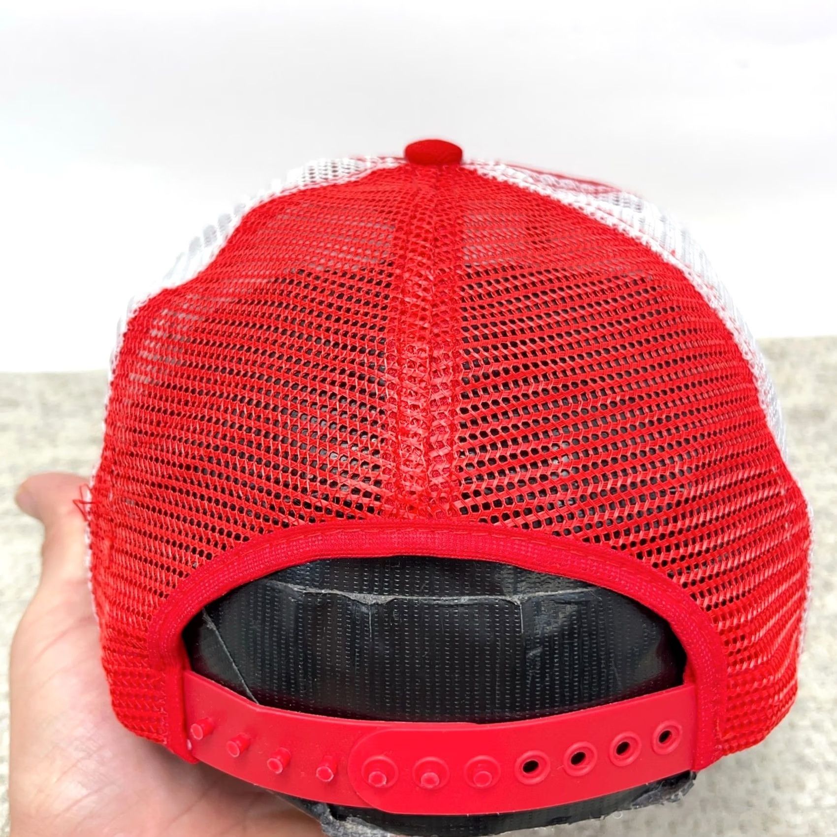 Vintage Vintage 80s Trucker Hat Cap SnapBack Pinwheel Red Gray USA Repair Turtle Made In Size ONE SIZE - 6 Thumbnail