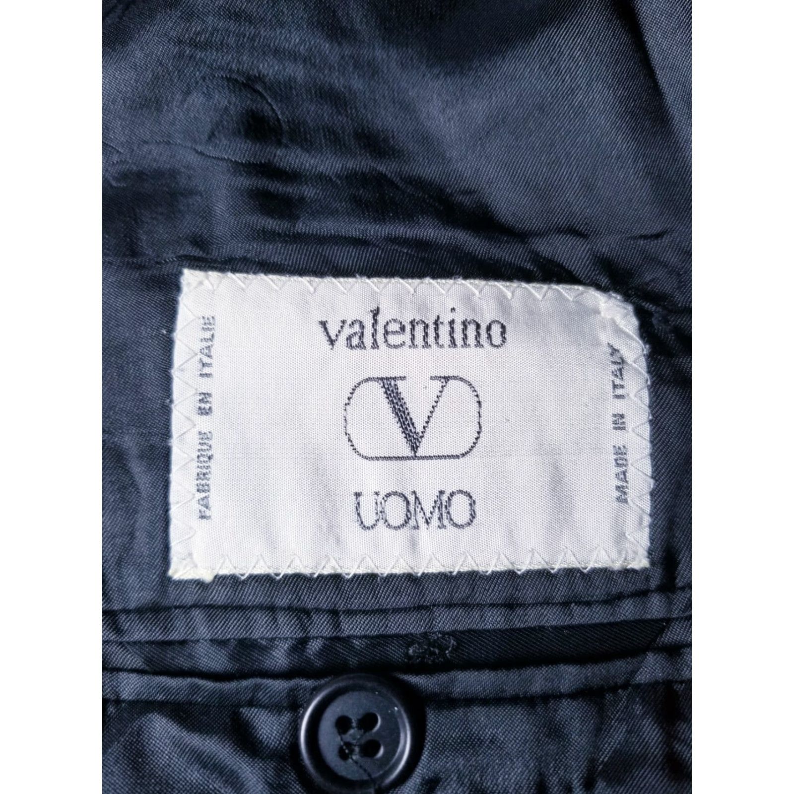 Valentino VINTAGE Valentino 42L Gray Flannel Wool Wide Chalk Striped Coat Blazer Jacket Size 42R - 7 Thumbnail