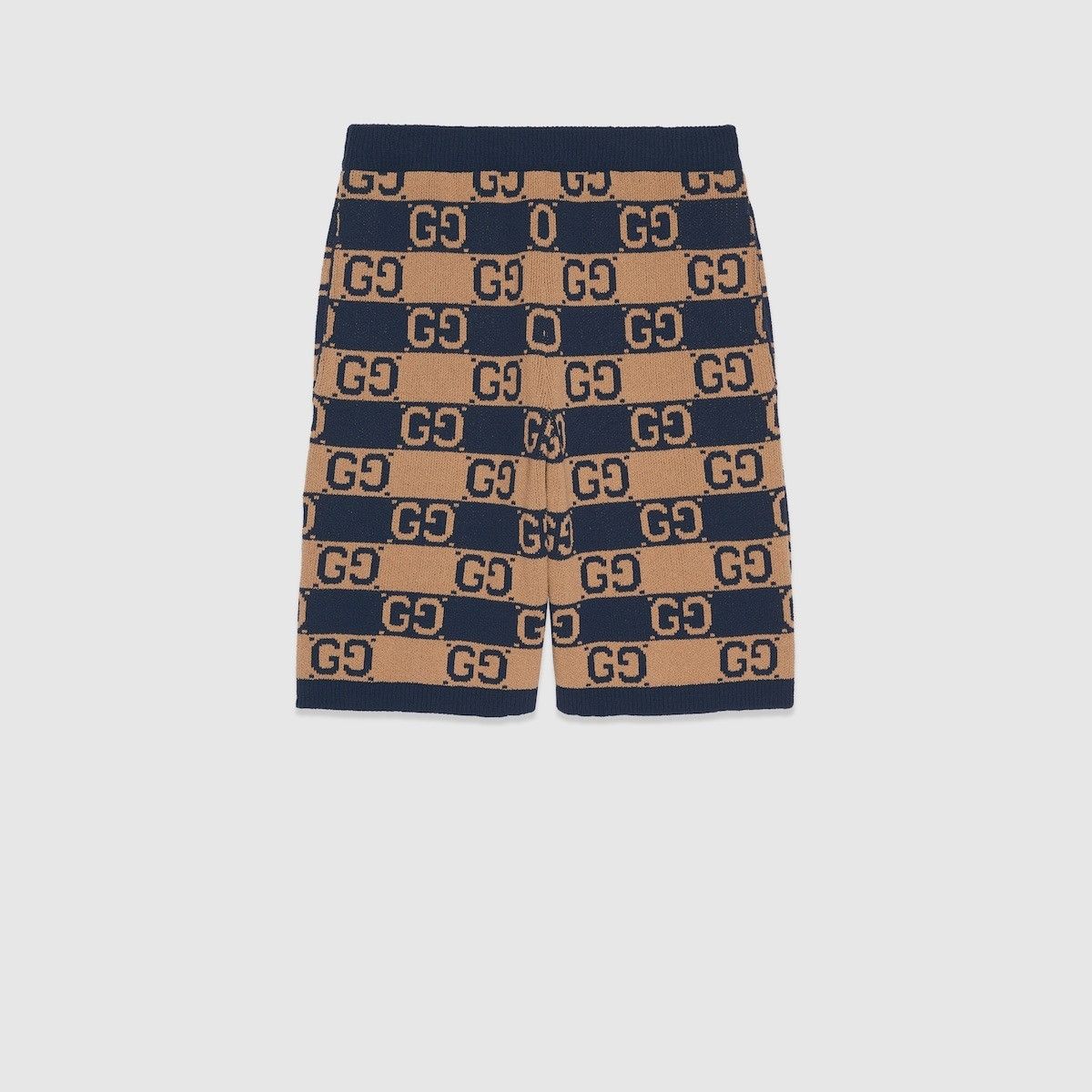 Gucci o1s1wg110225 GG Cotton Jacquard Shorts in Camel & Blue Size US 40 / EU 56 - 1 Thumbnail