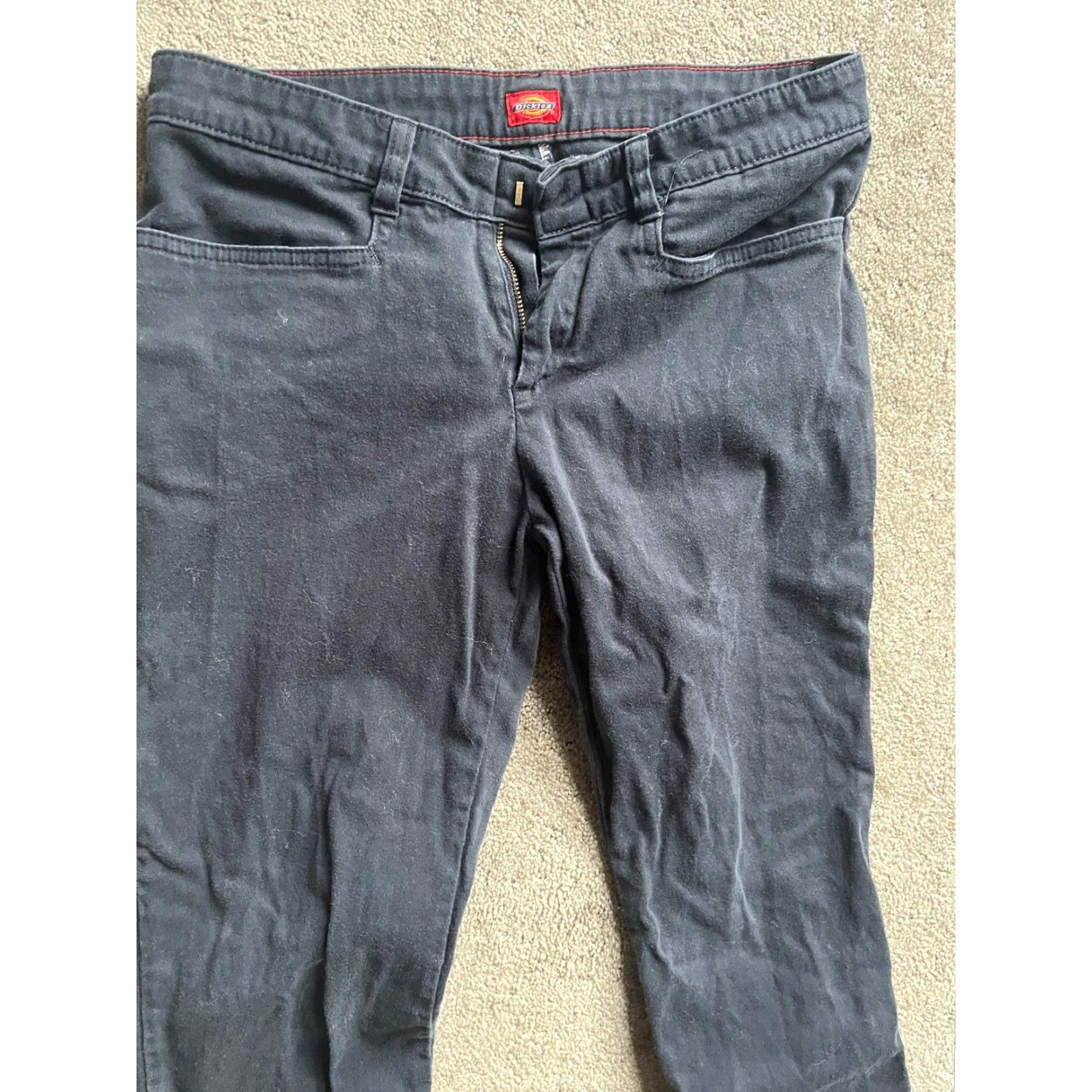 Dickies Dickies Women Pants Skinny Navy Blue 7 Regular Juniors Slim Flat Front Zipper Solid Cotton Spandex 28in Inseam - Casual Travel Office Womens Size 28" / US 6 / IT 42 - 2 Thumbnail