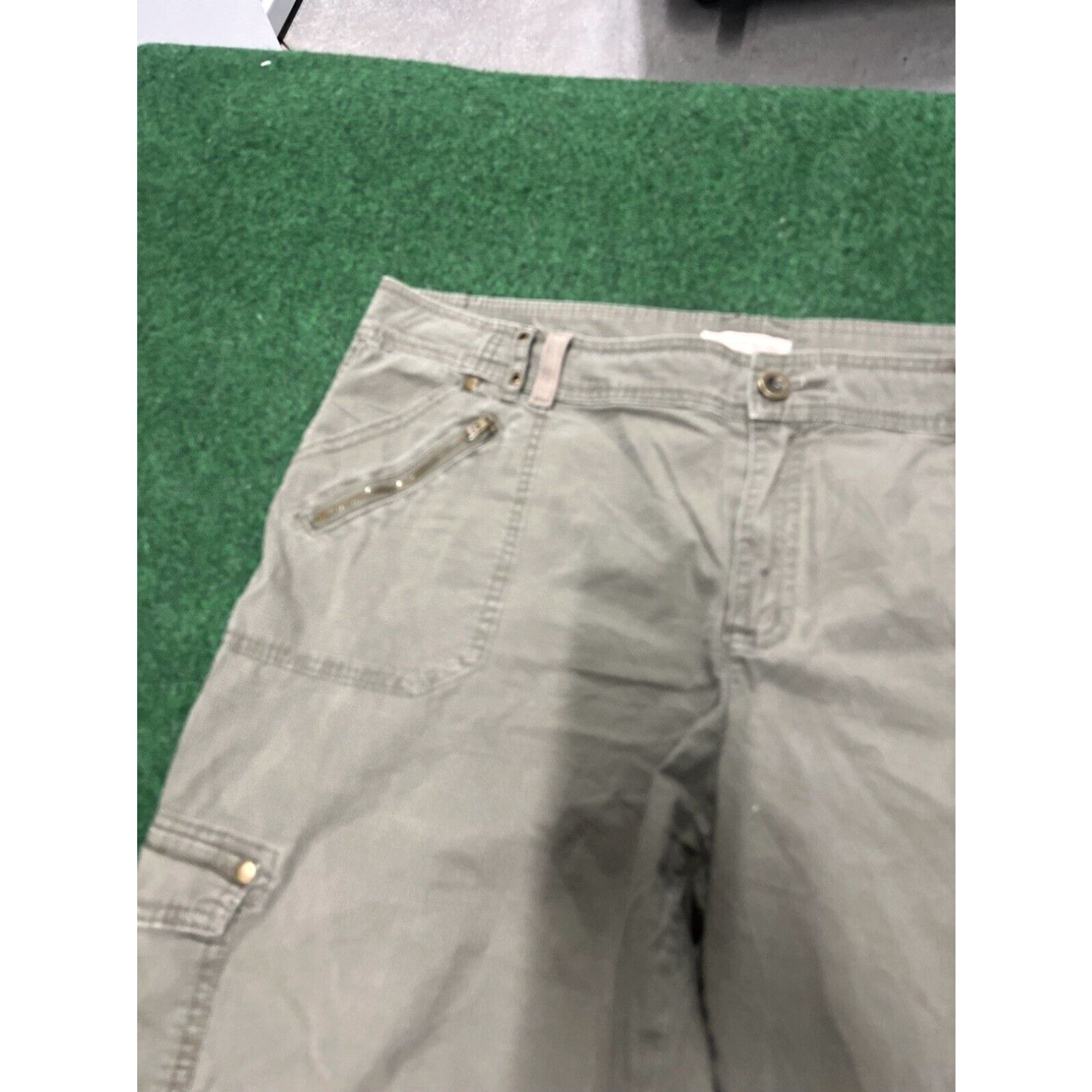 Vintage Y2K Cargo Capri Wide Leg Baggy Utility Pants Size 16 Military Olive 90s Size 38" / US 16 / IT 52 - 4 Thumbnail