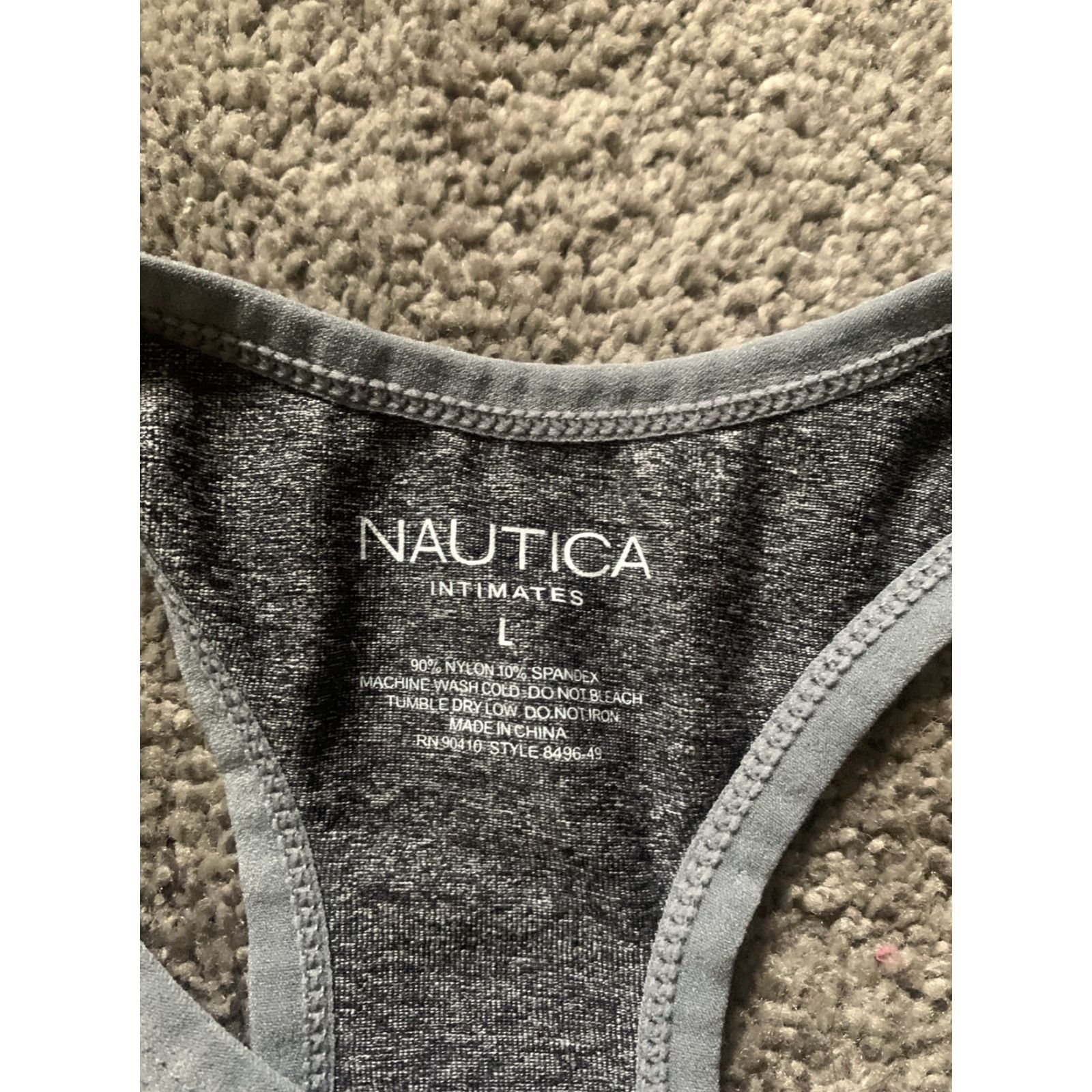 Nautica Nautica Sports Bra Grey One Piece with Removable Pads L Women Elastic Straps Size ONE SIZE - 3 Thumbnail