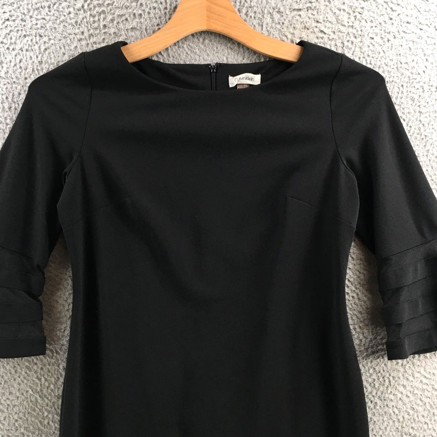 Calvin Klein Calvin Klein Pencil Dress Womens 12 Black Bell Sleeve Casual Lace Back Zipper Dress Size XL / US 12-14 / IT 48-50 - 2 Thumbnail
