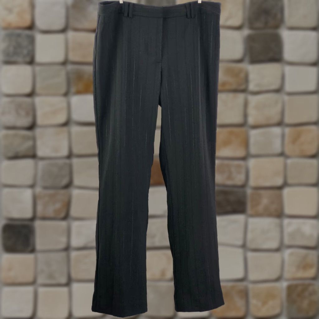 George George Dress Pants/Slacks 12 Blk Stripe 32W 31IN Modern Fit Career Work Pants Womens Size 34" / US 12 / IT 48 - 1 Thumbnail