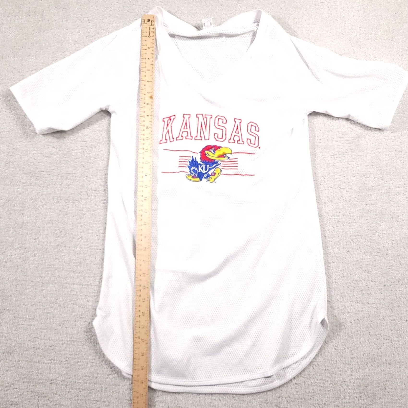 Vintage Kansas Jayhawk KU Dress Women's Small White Short Sleeve T-Shirt V Neck Size M / US 6-8 / IT 42-44 - 7 Thumbnail