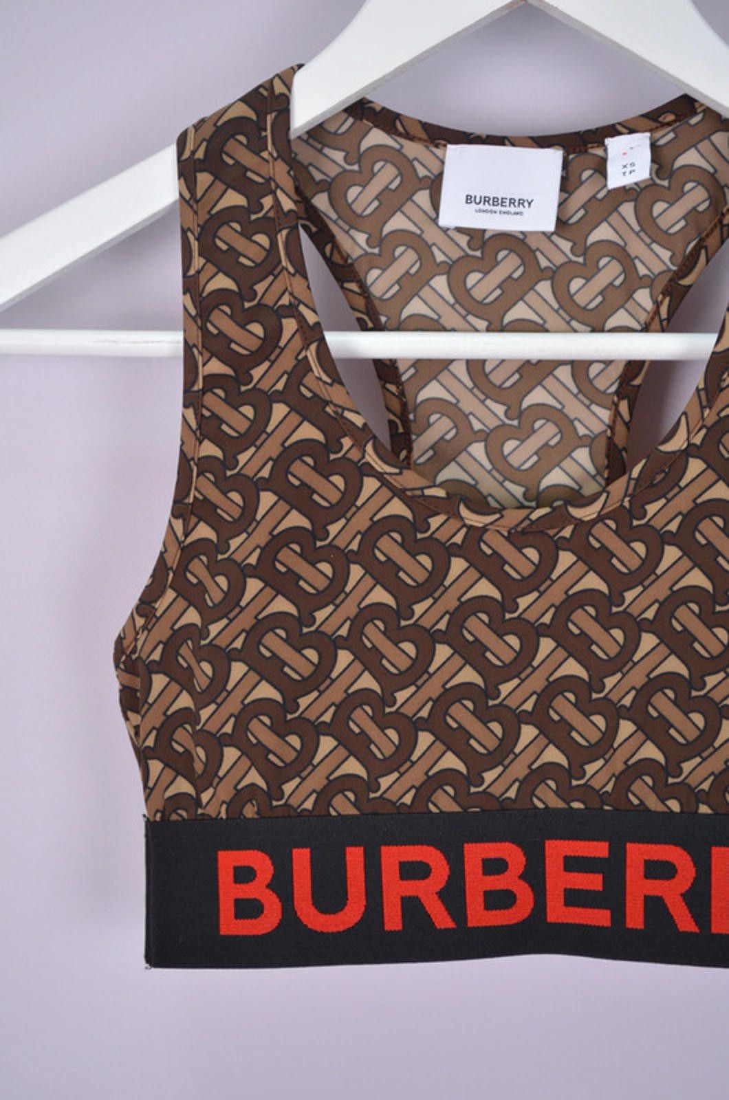 Burberry Burberry Monogram Print Sports Bra Brown Ailette Bra Size XS Size ONE SIZE - 4 Thumbnail