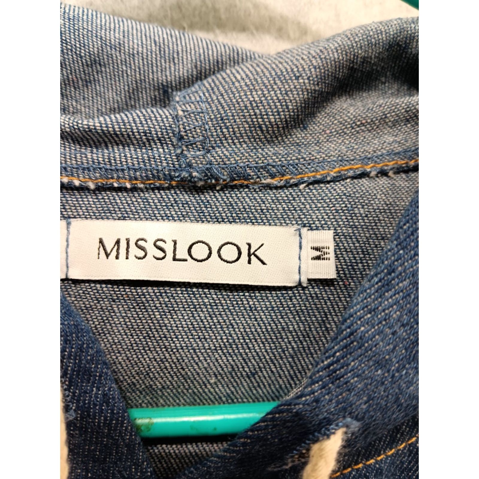 Denime Misslook Blue Denim Dress Hoodie Long Sleeve Button Up M Regular Women Medium Lagenlook Shift Casual Winter Spring Fall Dresses Size M / US 6-8 / IT 42-44 - 3 Thumbnail