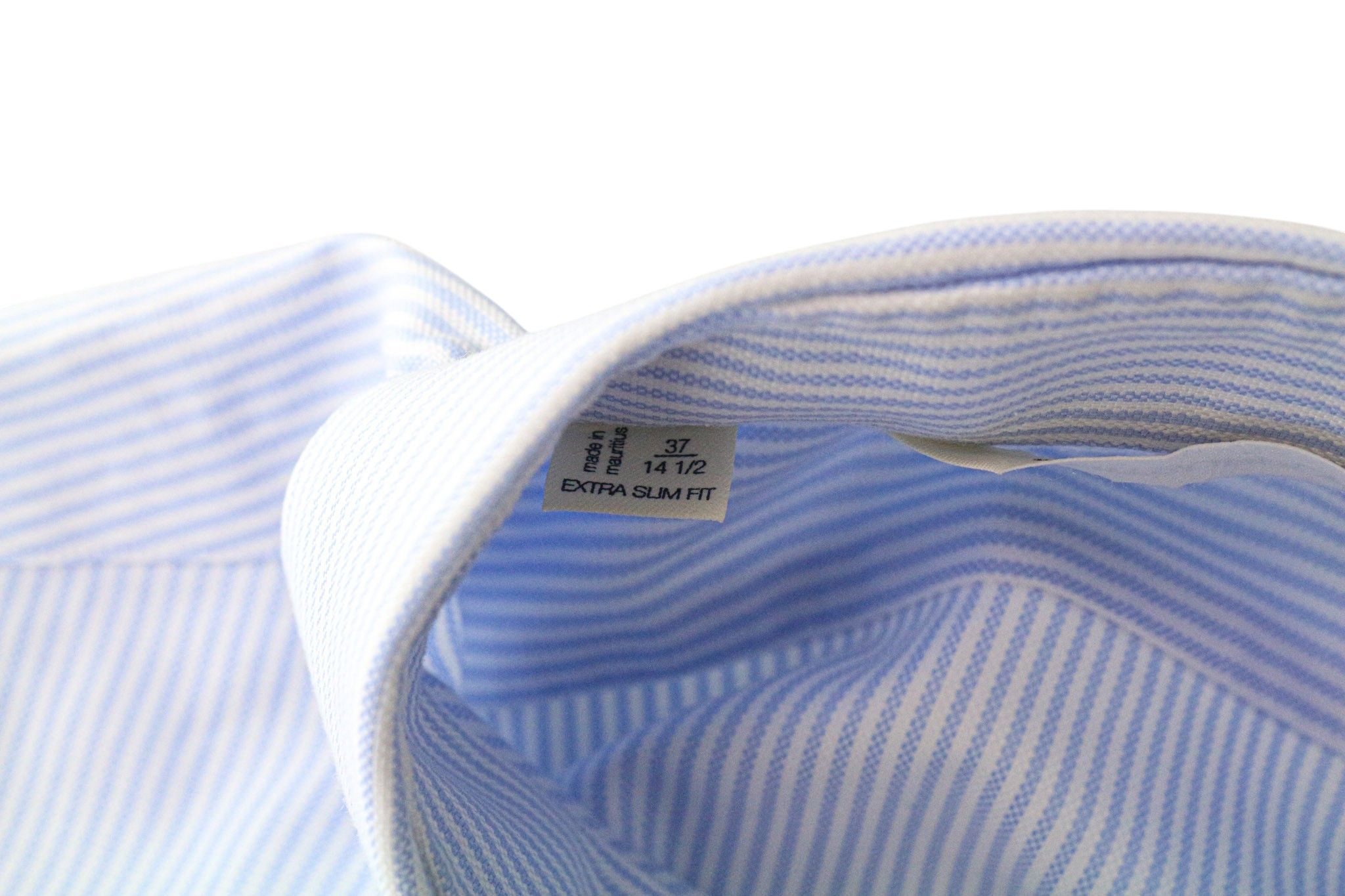 Suitsupply 37/14 1/2 Extra Slim Blue Cotton Striped Shirt 79357 Size US M / EU 48-50 / 2 - 5 Thumbnail