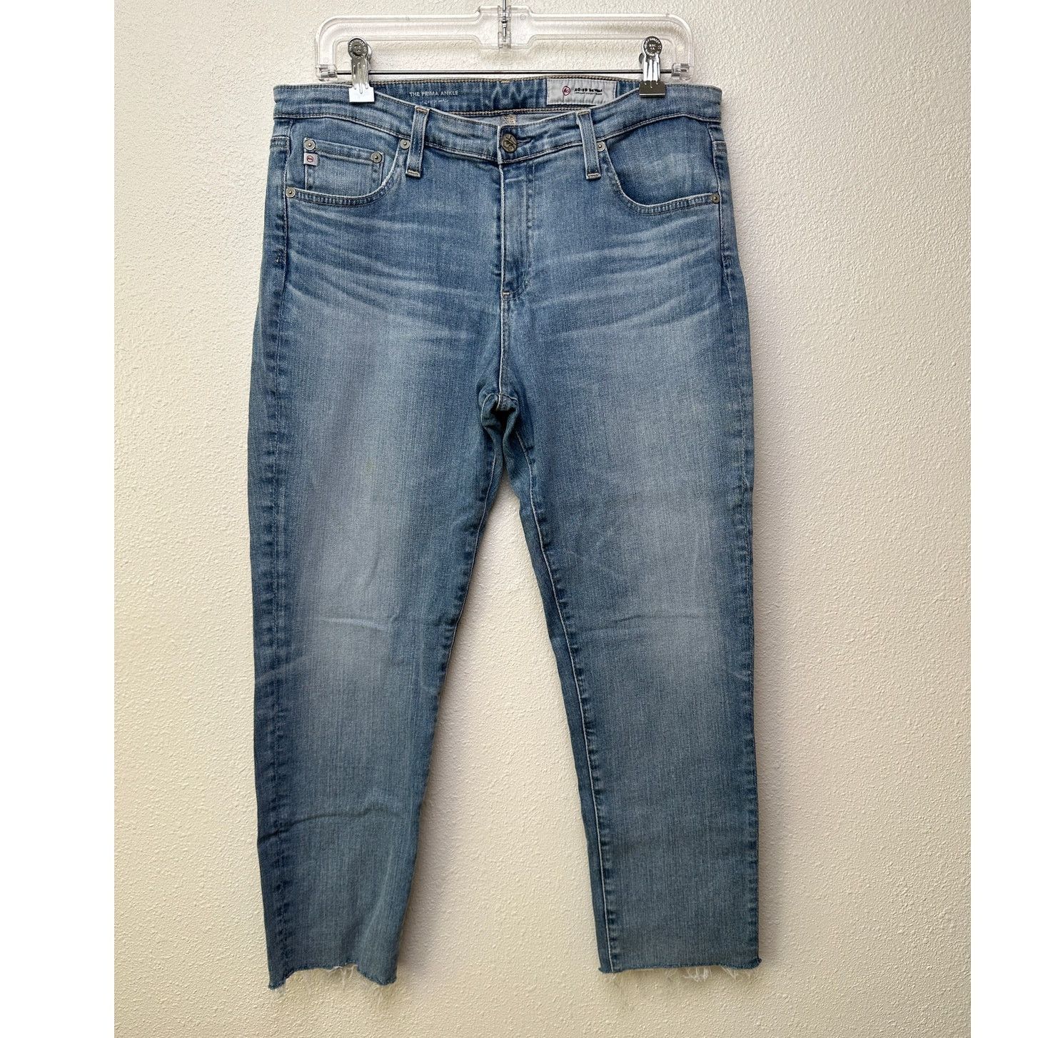 AG Adriano Goldschmied AG Prima Ankle Cigarette Jeans Muted Medium Wash Raw Hem 32R Size 32" / US 10 / IT 46 - 2 Thumbnail