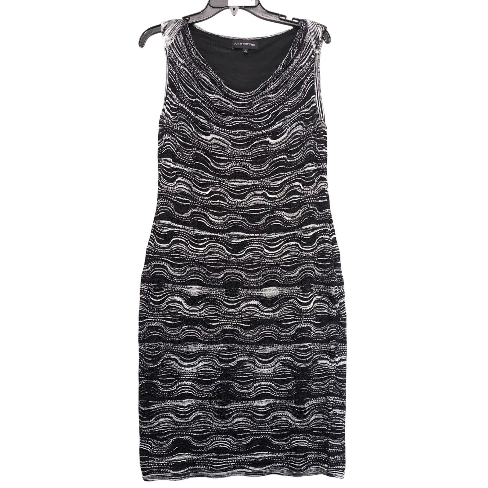 Jones New York Jones New York Black White Silver Wavy Knit Cocktail Dress M Size M / US 6-8 / IT 42-44 - 1 Thumbnail