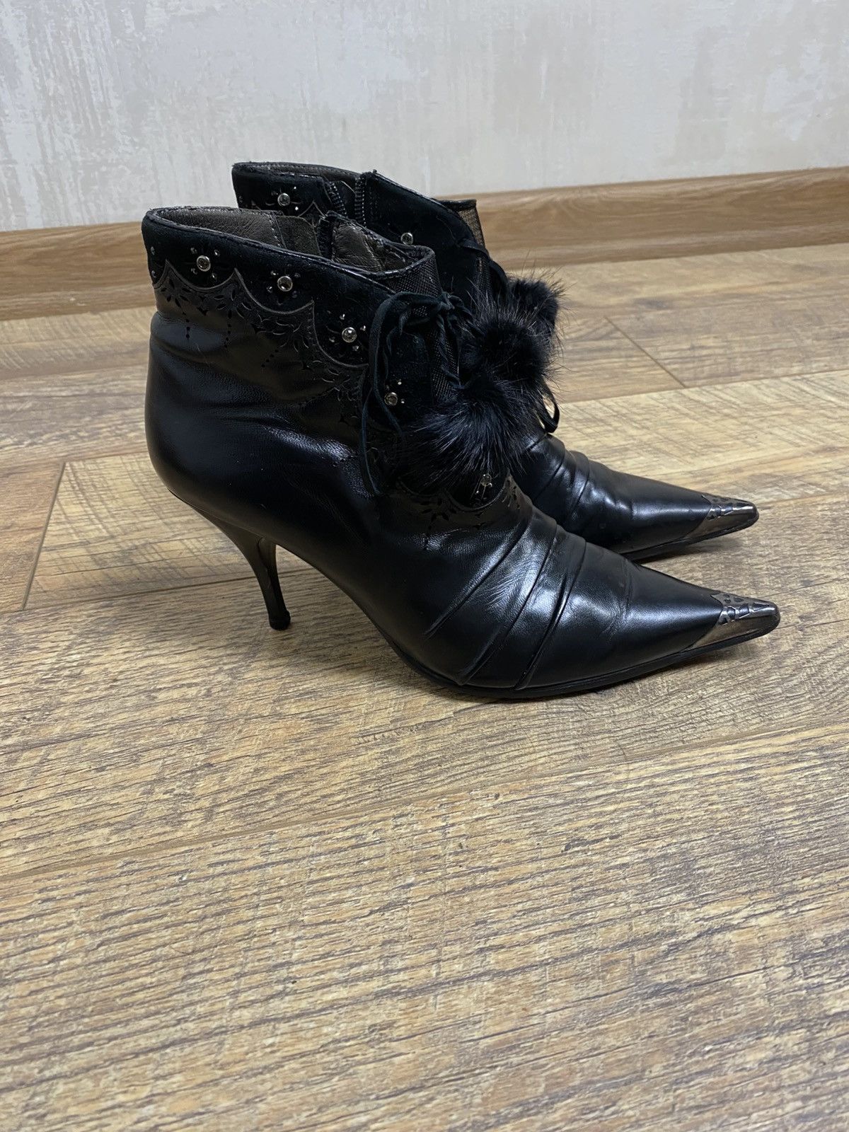 Japanese Brand Botto Italy Vintage Y2K Pointed Toe Ankle Boots Metal Size US 8 / IT 38 - 2 Thumbnail