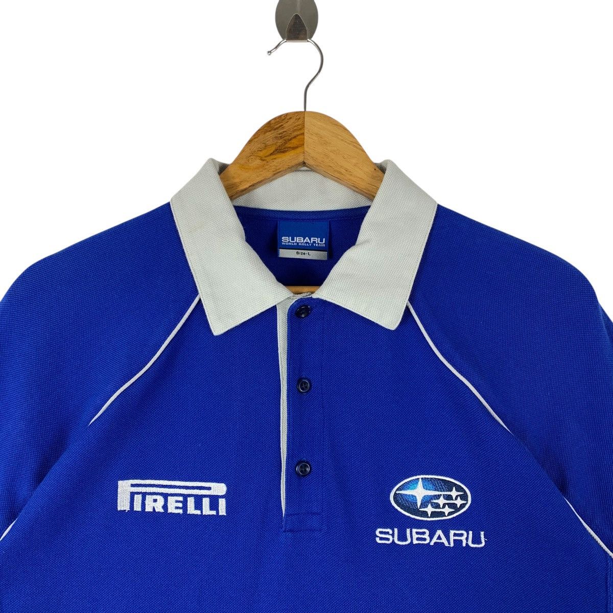 Japanese Brand SUBARU World Rally team Pirelli embroidery logo polo tee Size US L / EU 52-54 / 3 - 2 Thumbnail