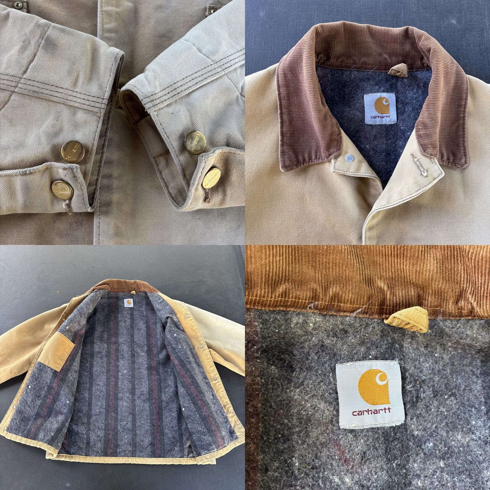 Carhartt VINTAGE Carhartt Jacket Field Coat L Beige 90s Chore Insulated Lined Heavyweight Pockets Button Mens Size US L / EU 52-54 / 3 - 9 Thumbnail