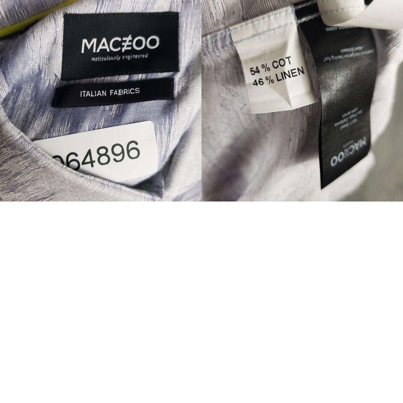 Maceoo Maceoo Shirt Mens 2XL Blue Color Cotton Linen Button-Up Long Sleeve Classic Size US XXL / EU 58 / 5 - 8 Thumbnail
