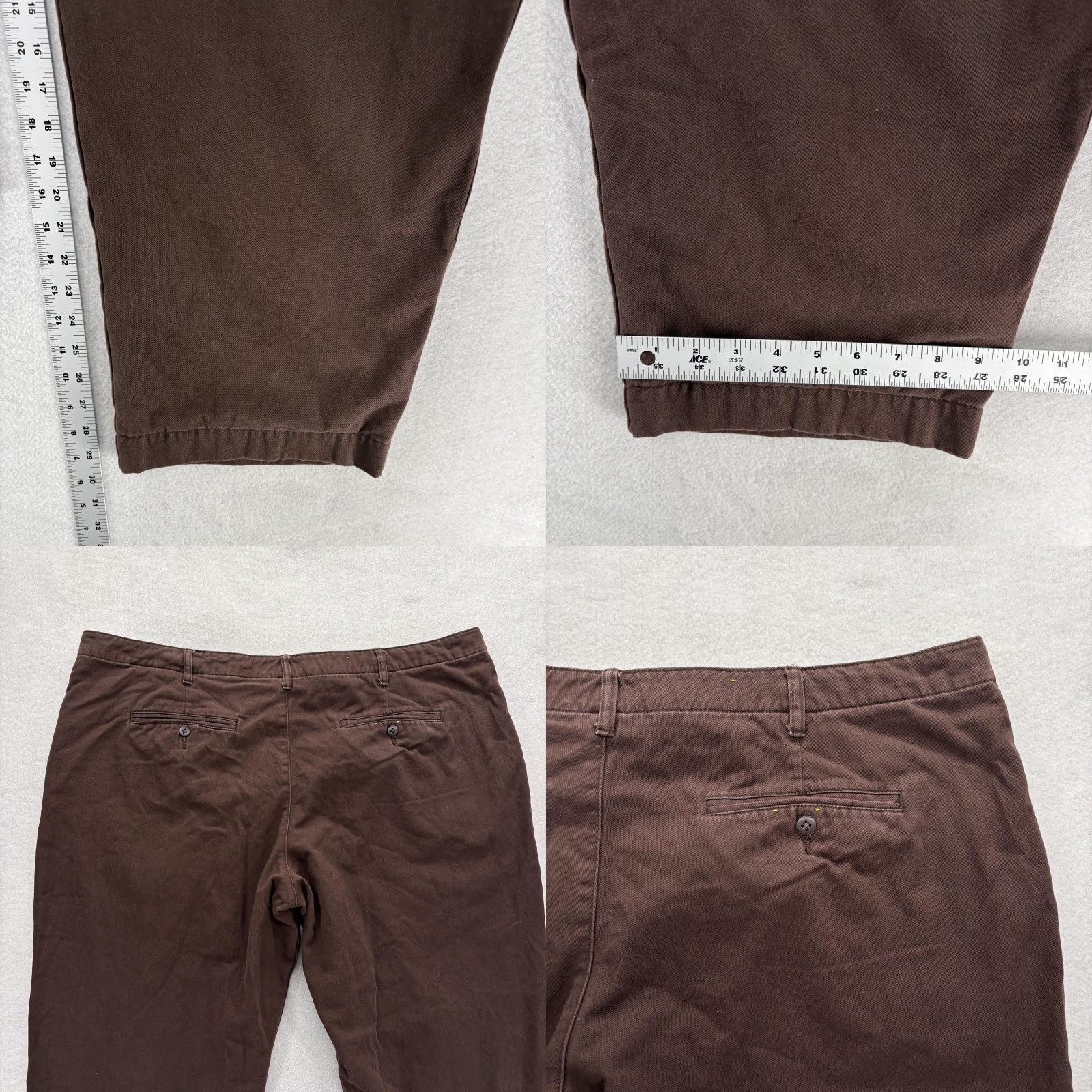 Vintage Cabela's Flannel Lined Chino Pants Mens 46x30 Brown Straight Leg Outdoors Camp Big & Tall, Flat Front, Zip Fly, Pockets, Cotton, 46 Waist, 30 Inseam Size US 30 / EU 46 - 8 Thumbnail