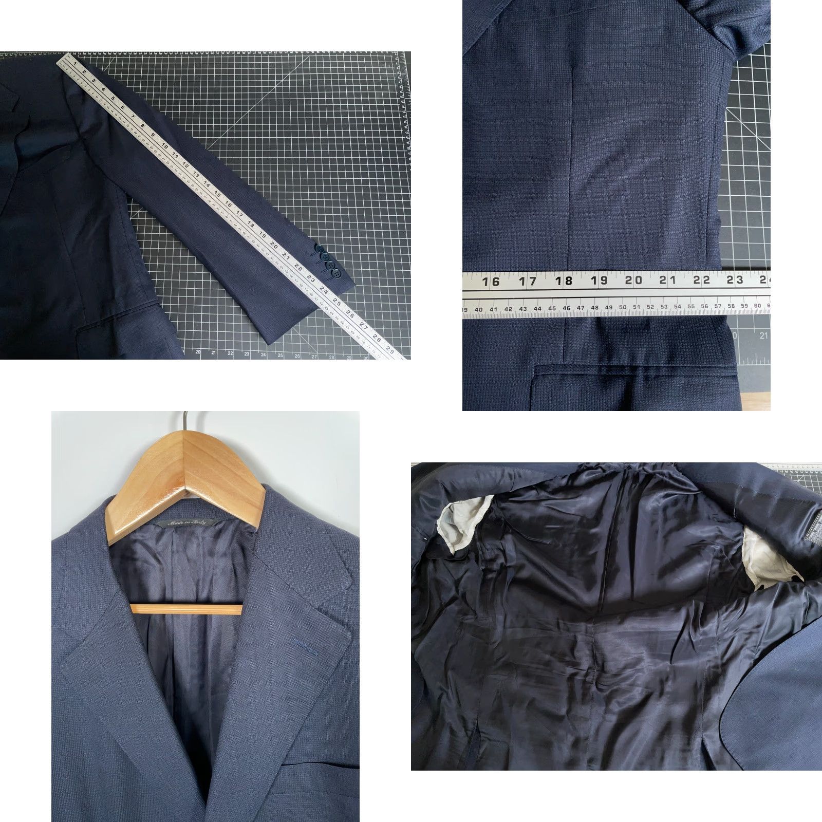 Canali Canali Wool Blazer Men's Regular 44 Dark Blue Solid 2 Button Preppy Classic Italy Size 44R - 8 Thumbnail