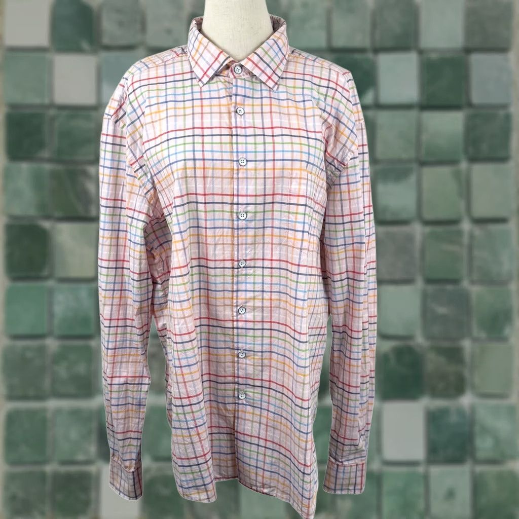Rodd & Gunn Rodd & Gunn Sports Fit Shirt Rainbow Check Oxford 2XL Albini Italian Cotton Pink Multi Check Button-Up Casual Mens Size US XXL / EU 58 / 5 - 1 Thumbnail