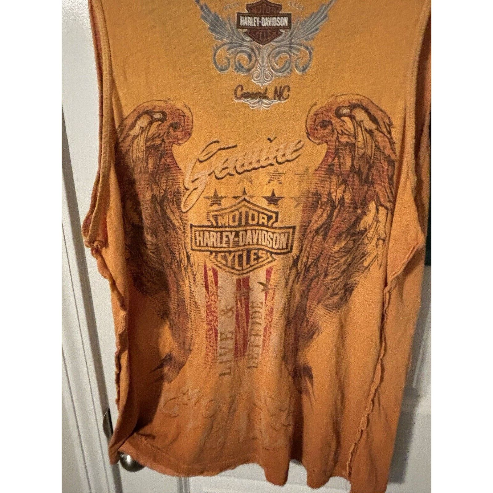 Other Vintage y2k orange motorcyles harley davidson ladies top OS Size US L / EU 52-54 / 3 - 5 Thumbnail
