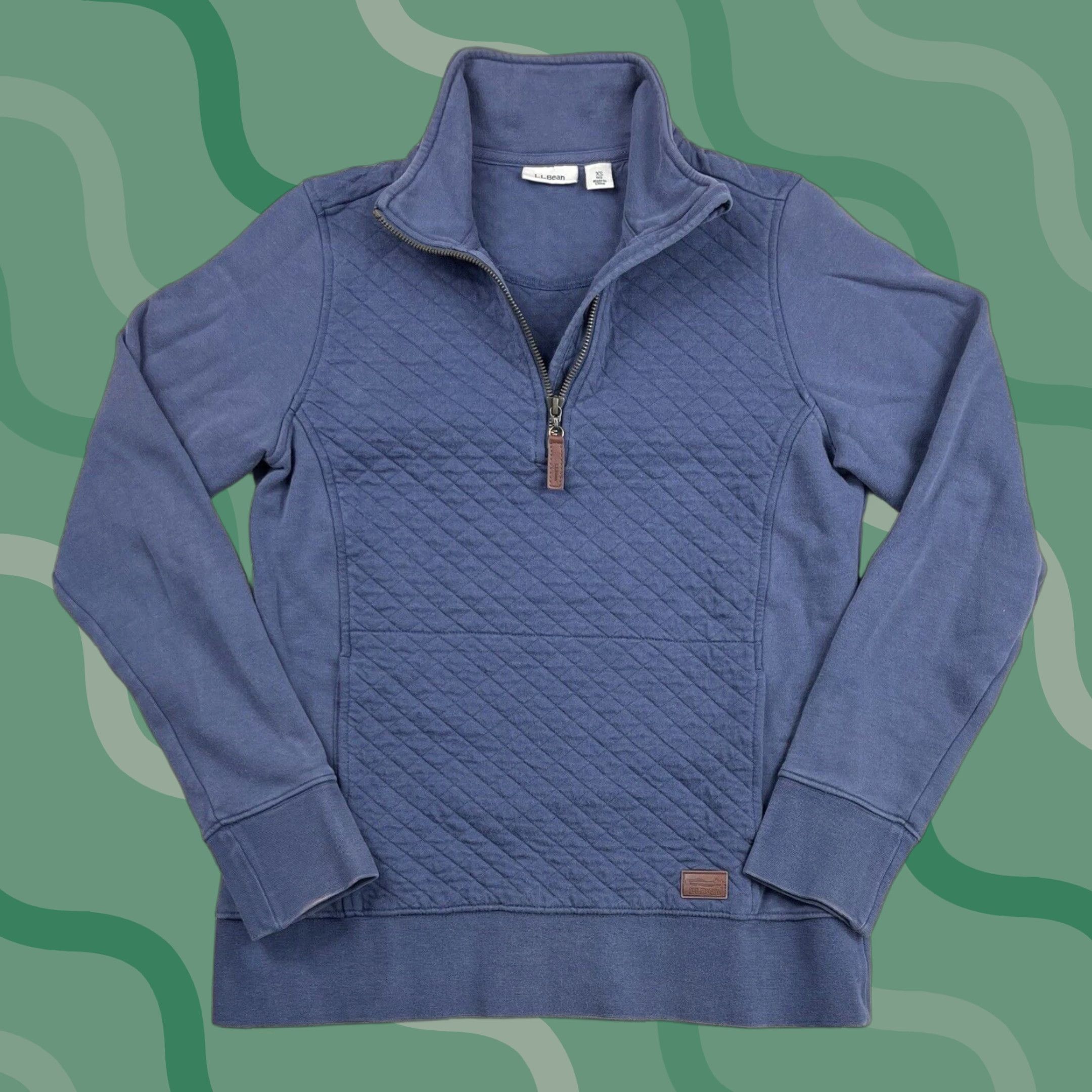 Vintage LL Bean Quilted 1/4 Zip Pullover Sweatshirt Women XS Blue Knit Outdoors Hiking Casual Size XS / US 0-2 / IT 36-38 - 1 Thumbnail