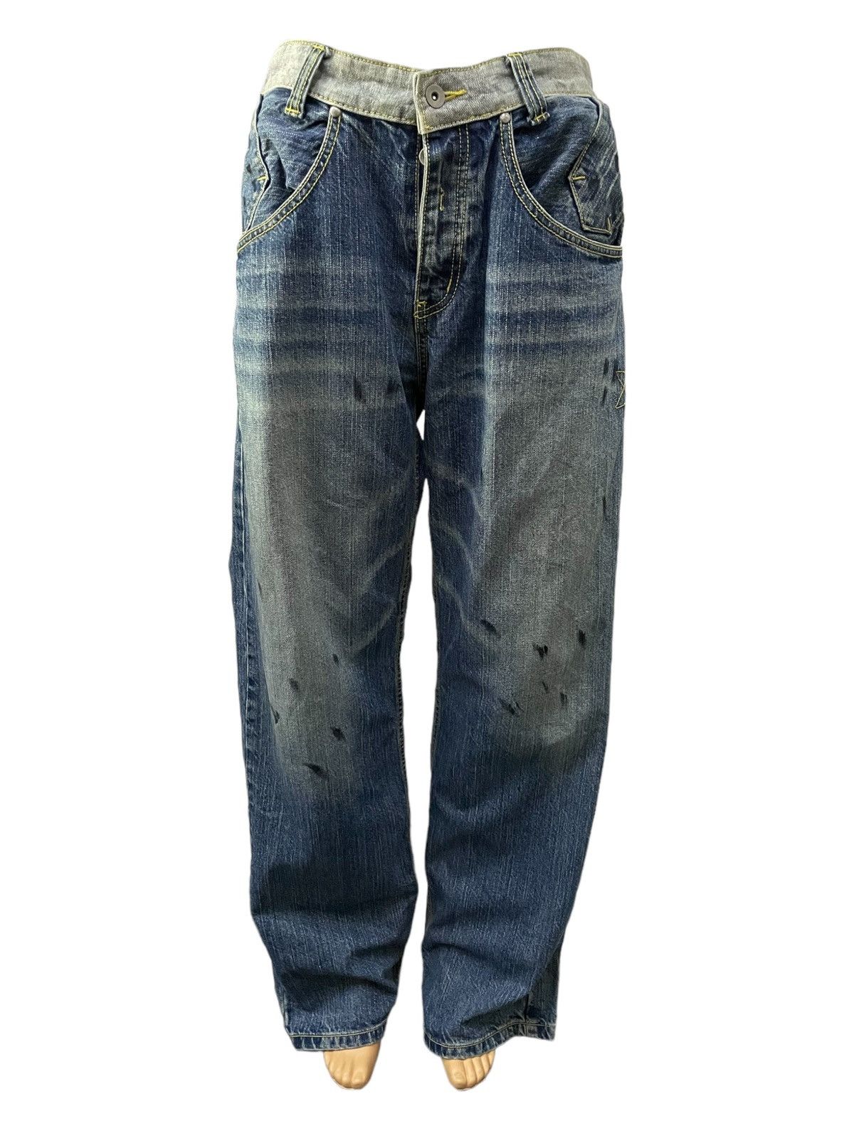Artful Dodger × Ed Hardy Real Bvoice Painted Dirty Baggy Loose Jeans Size US 34 / EU 50 - 8 Thumbnail