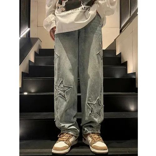 Japanese Brand × Jean Star Embroidery Straight Casual Men Jeans Size US 32 / EU 48 - 1 Thumbnail