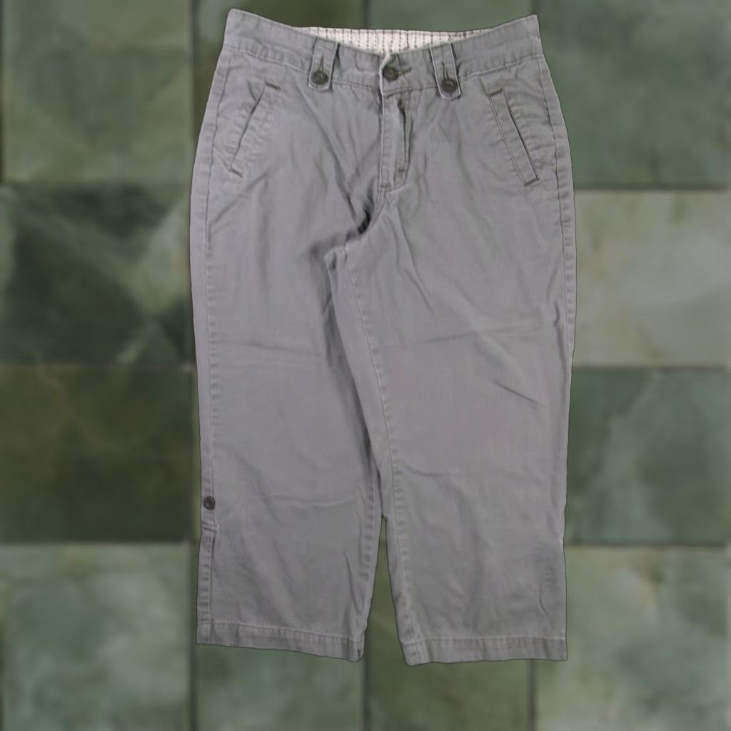 Vintage Riders Women Capri Pants Size 10 Gray Solid Preppy Casual Summer Stretch Size 32" / US 10 / IT 46 - 1 Thumbnail