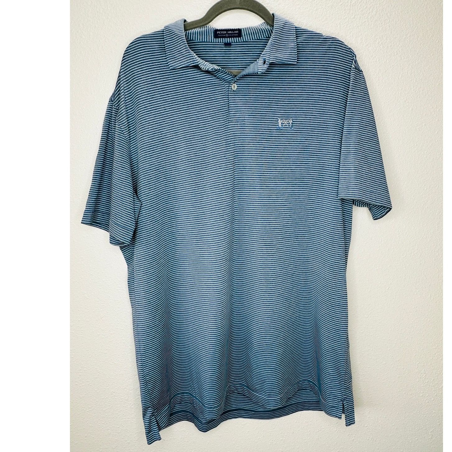 Peter Millar Peter Millar Light Blue & Blue Jean Stripe Short Sleeve L Size US L / EU 52-54 / 3 - 2 Thumbnail