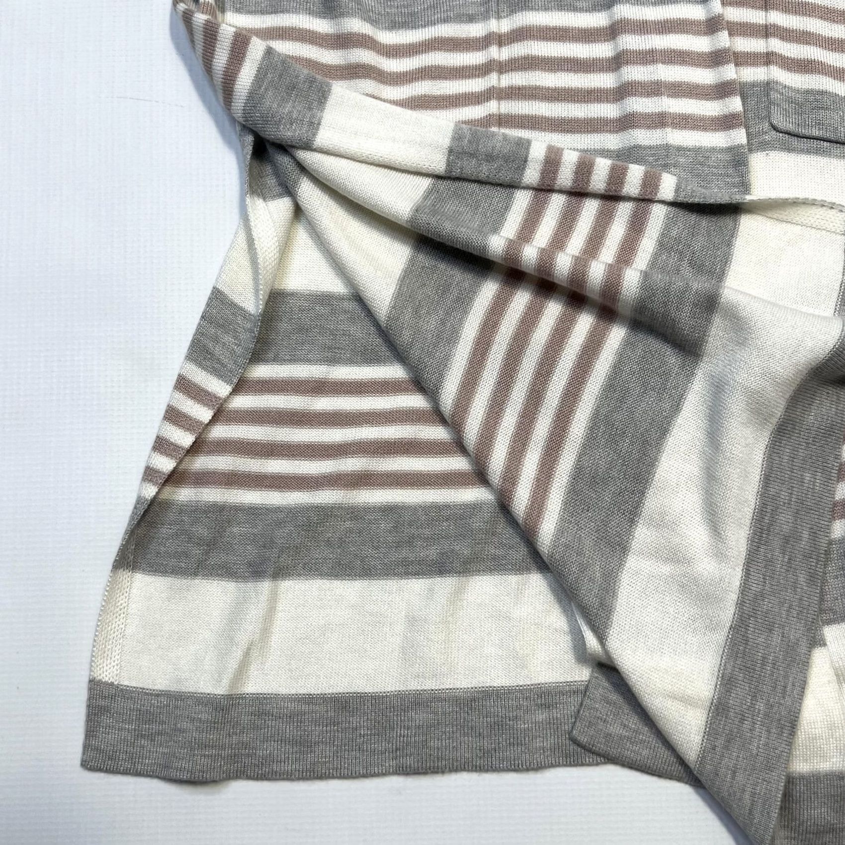 Vintage Laurie Felt Cardigan Womens M Striped Long Open Knit Sweater Cashmere blend Size M / US 6-8 / IT 42-44 - 6 Thumbnail