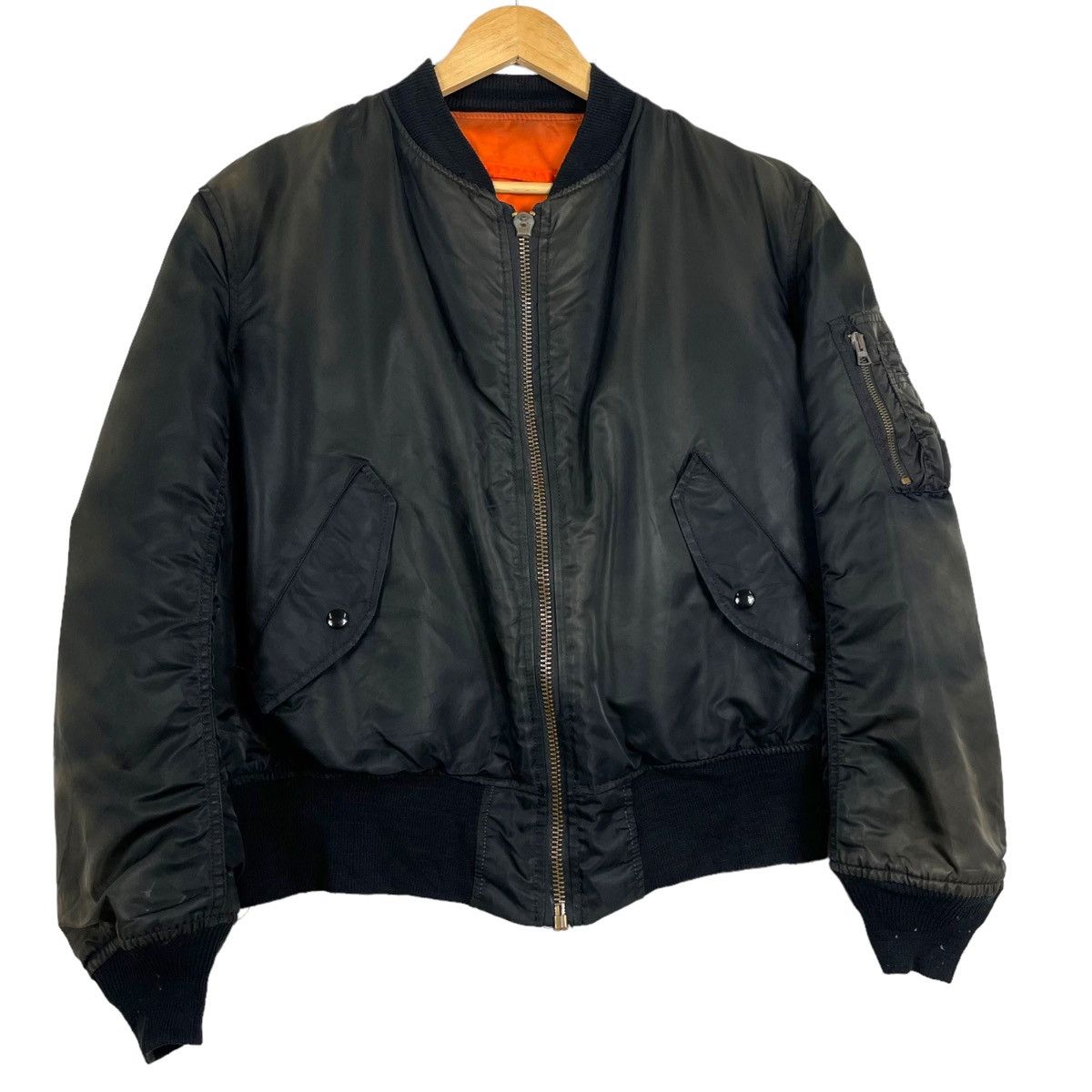 Alpha Industries × Vintage 💥80s SUNFADED BLACK ALPHA INDUSTRIES MA1 RIOT BOMBER Size US M / EU 48-50 / 2 - 3 Thumbnail