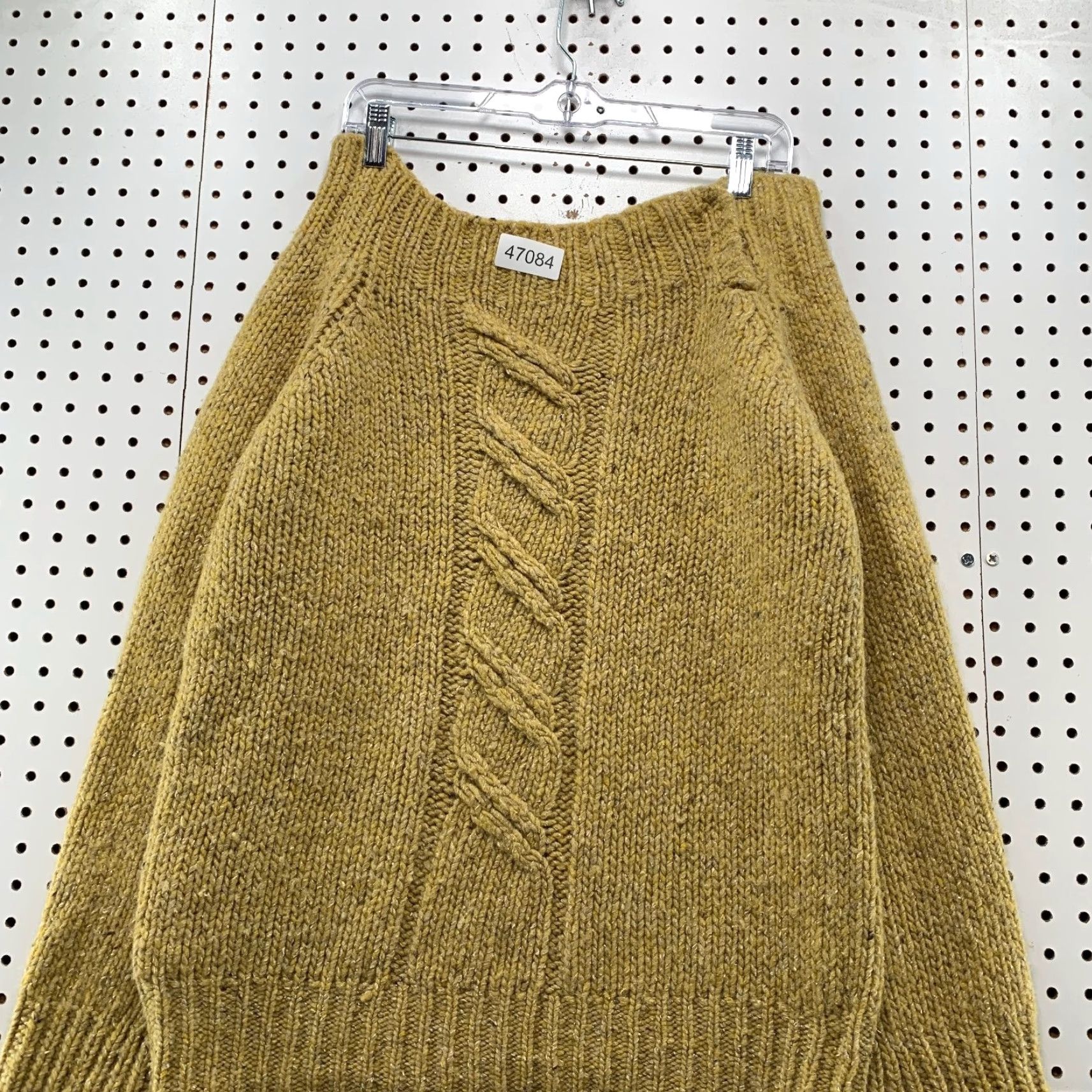 J.Crew J.CREW Wool Silk Sweater Womens Large Yellow Boat Neck Convertible Cable Knit Size L / US 10 / IT 46 - 4 Thumbnail