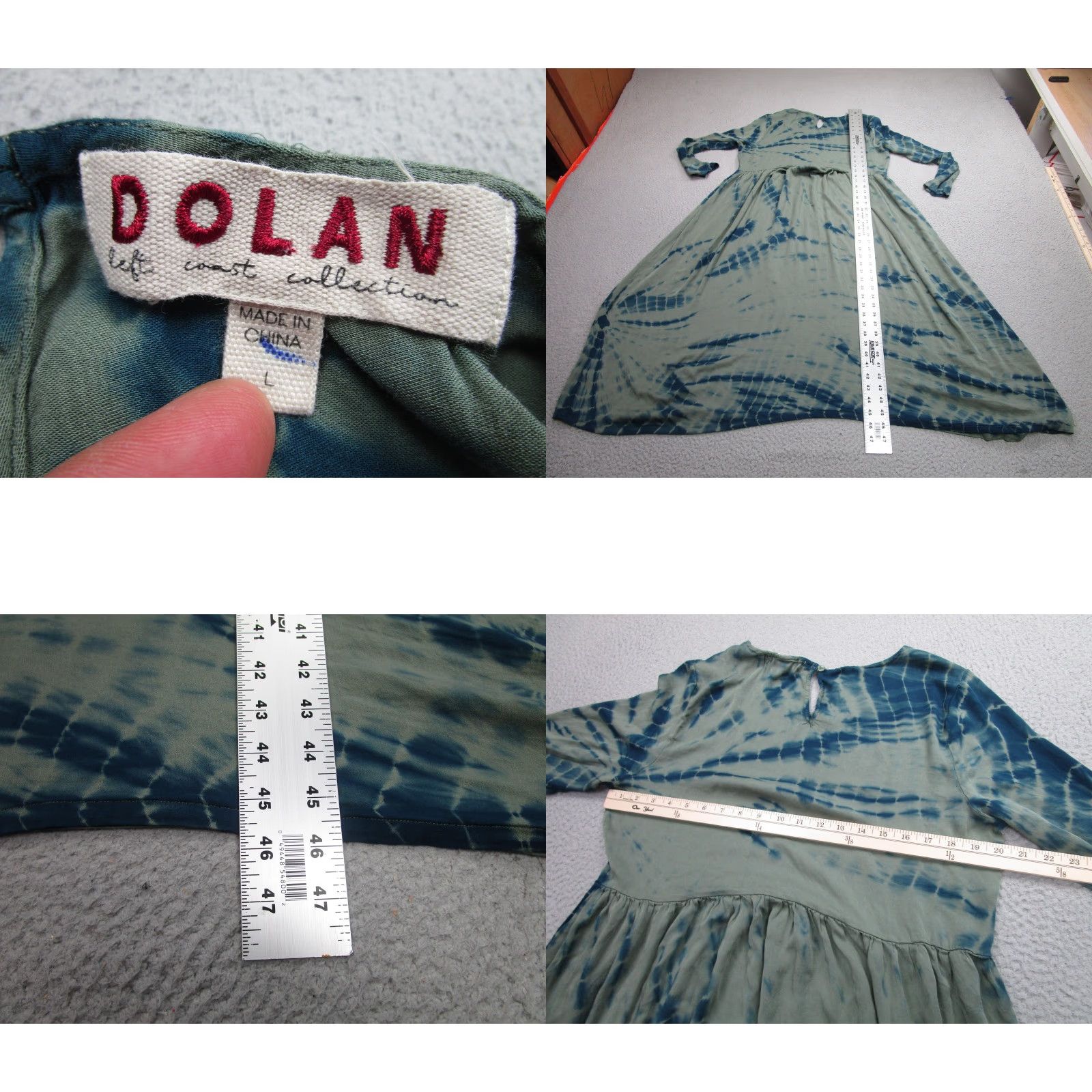 Vintage Dolan Left Coast Collection Dress Womens Large Green Blue Tie Dye Long Sleeve Size L / US 10 / IT 46 - 8 Thumbnail