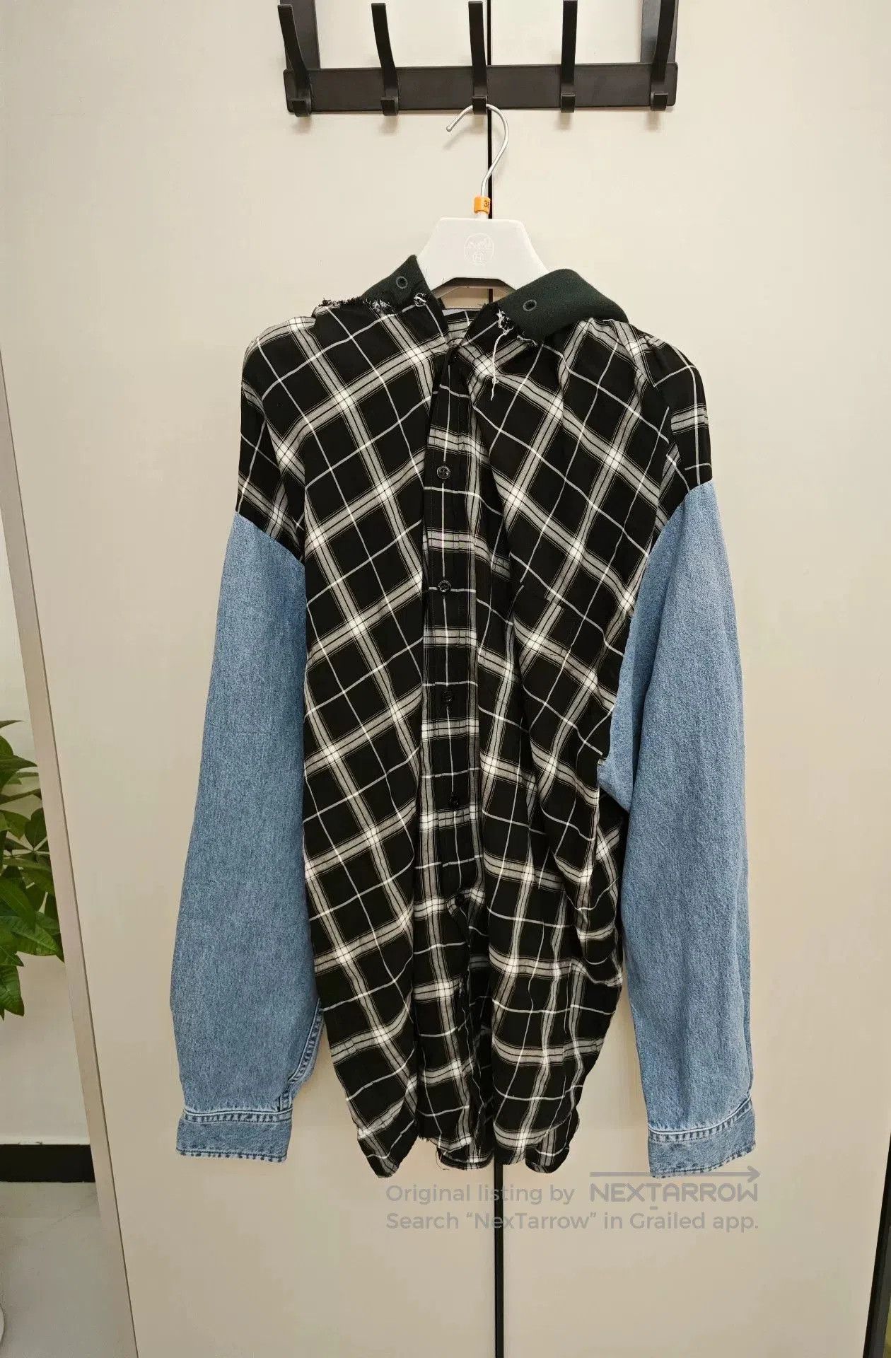 Balenciaga Balenciaga Denim Patchwork Hooded Shirt. Size S / US 4 / IT 40 - 1 Thumbnail