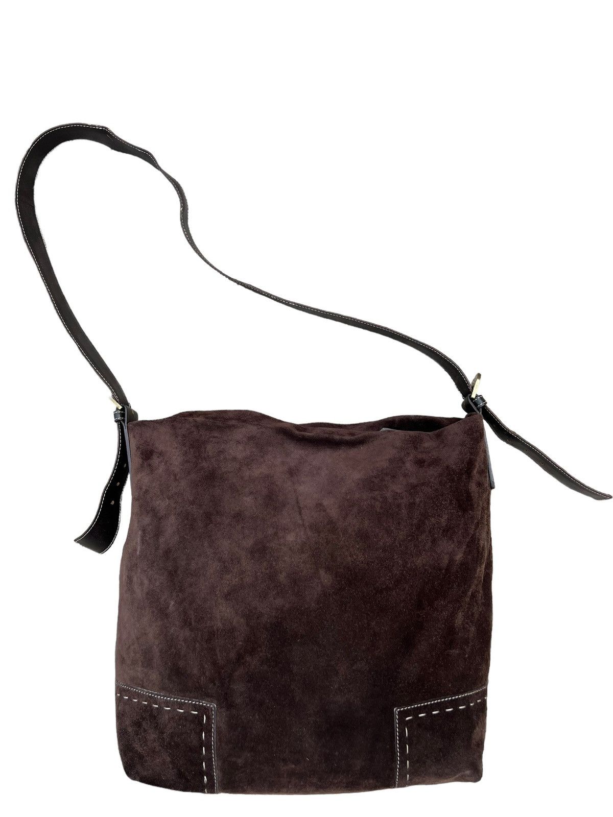 Leather × Vintage Vintage MaxMara Brown Suede Leather Large Shoulder Bag Size ONE SIZE - 1 Thumbnail