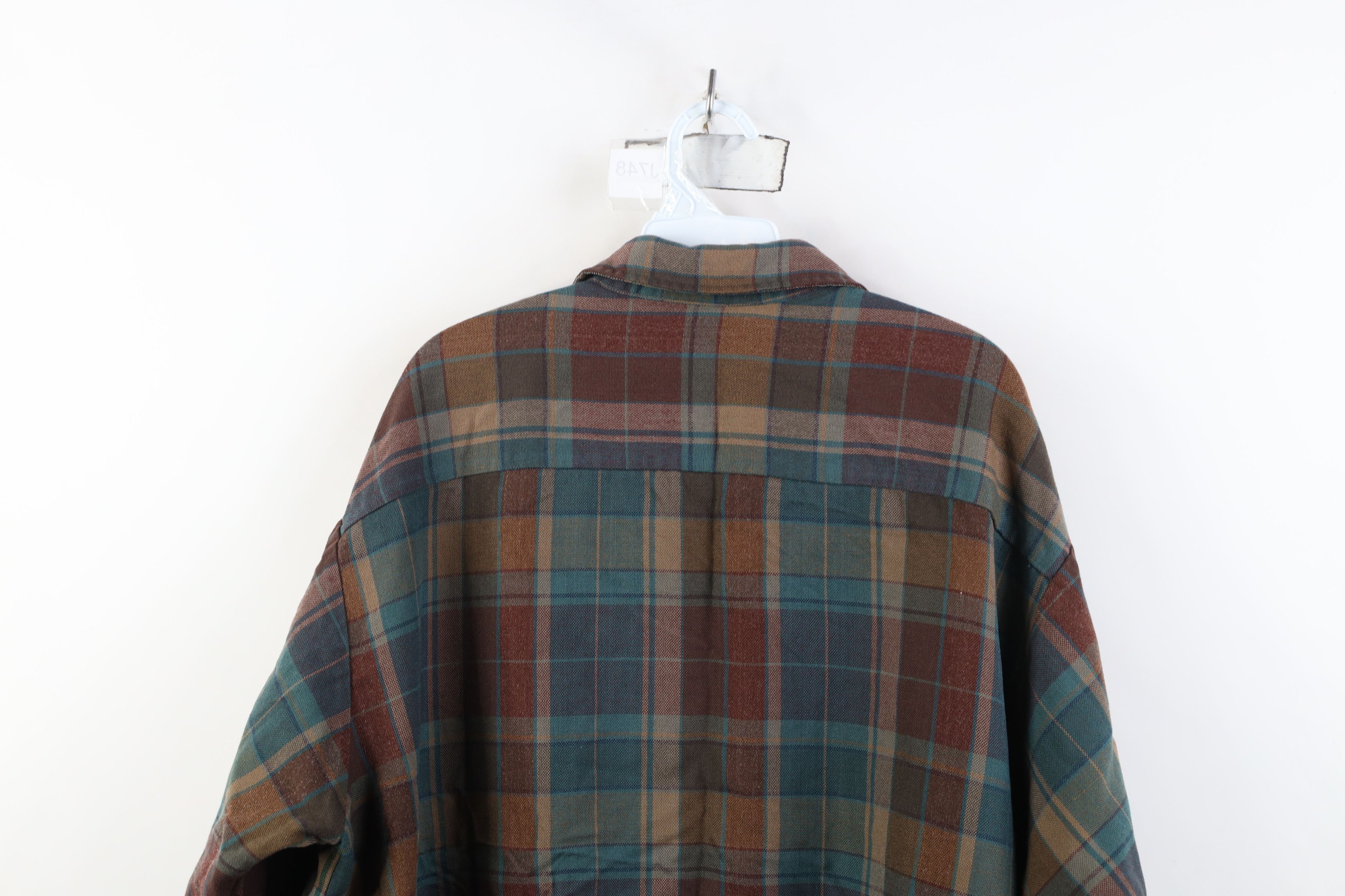 Vintage Vintage 90s Streetwear Tone Knit Collared Button Shirt Plaid Size US XXL / EU 58 / 5 - 9 Thumbnail