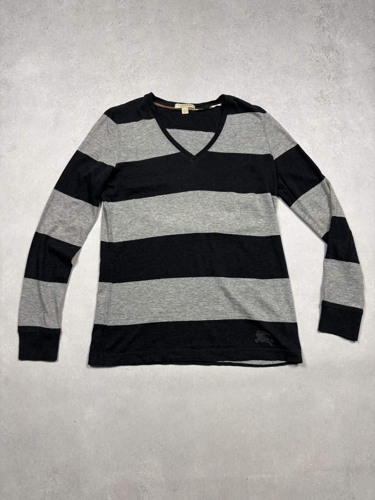 Burberry Burberry Brit Striped V Neck Wool Long Sleeve Top Vintage S Size S / US 4 / IT 40 - 1 Thumbnail
