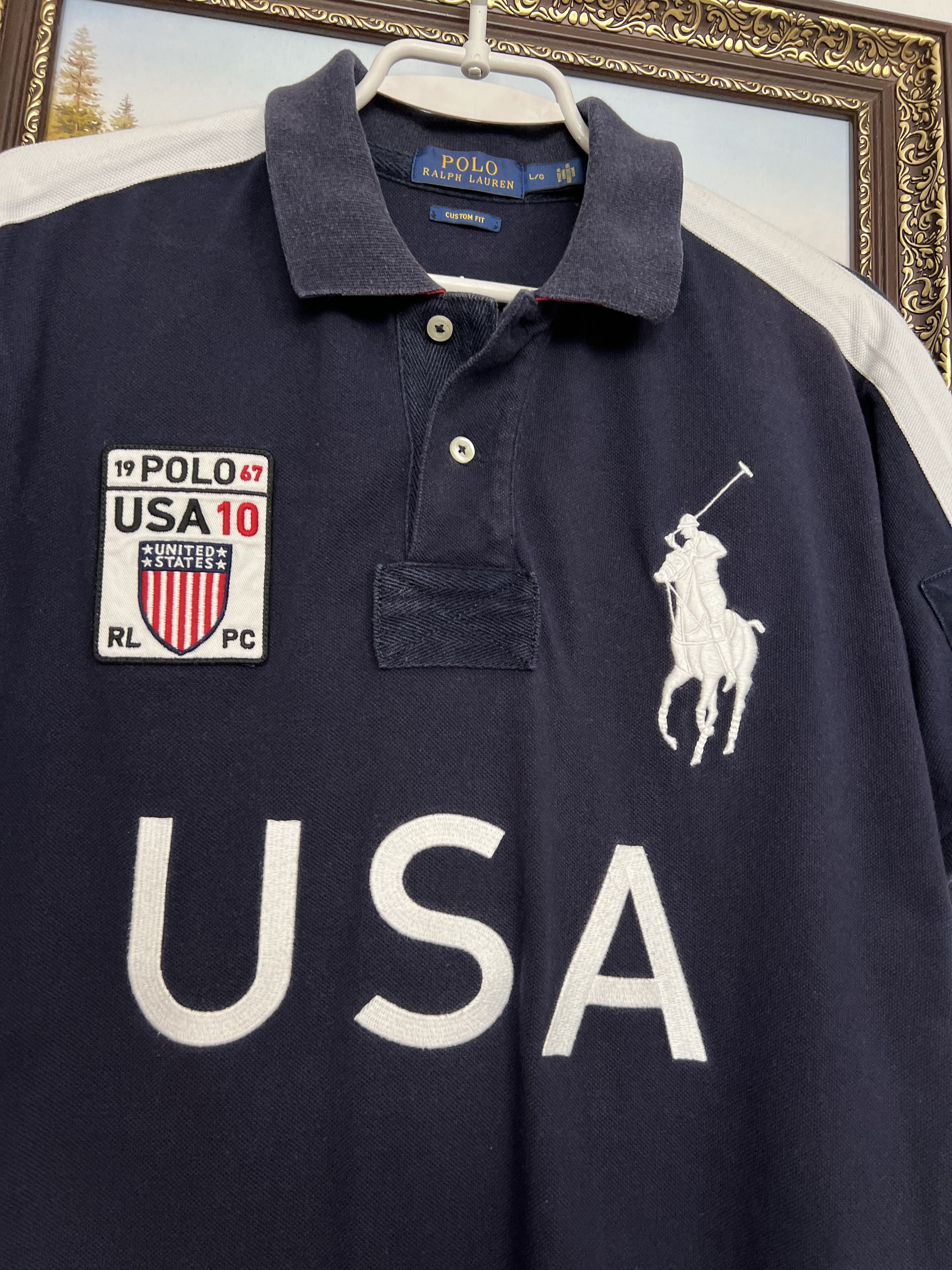 Polo Ralph Lauren Vintage Chief Keef USA Blue White Jersey Trikot Shirt Size US L / EU 52-54 / 3 - 3 Thumbnail