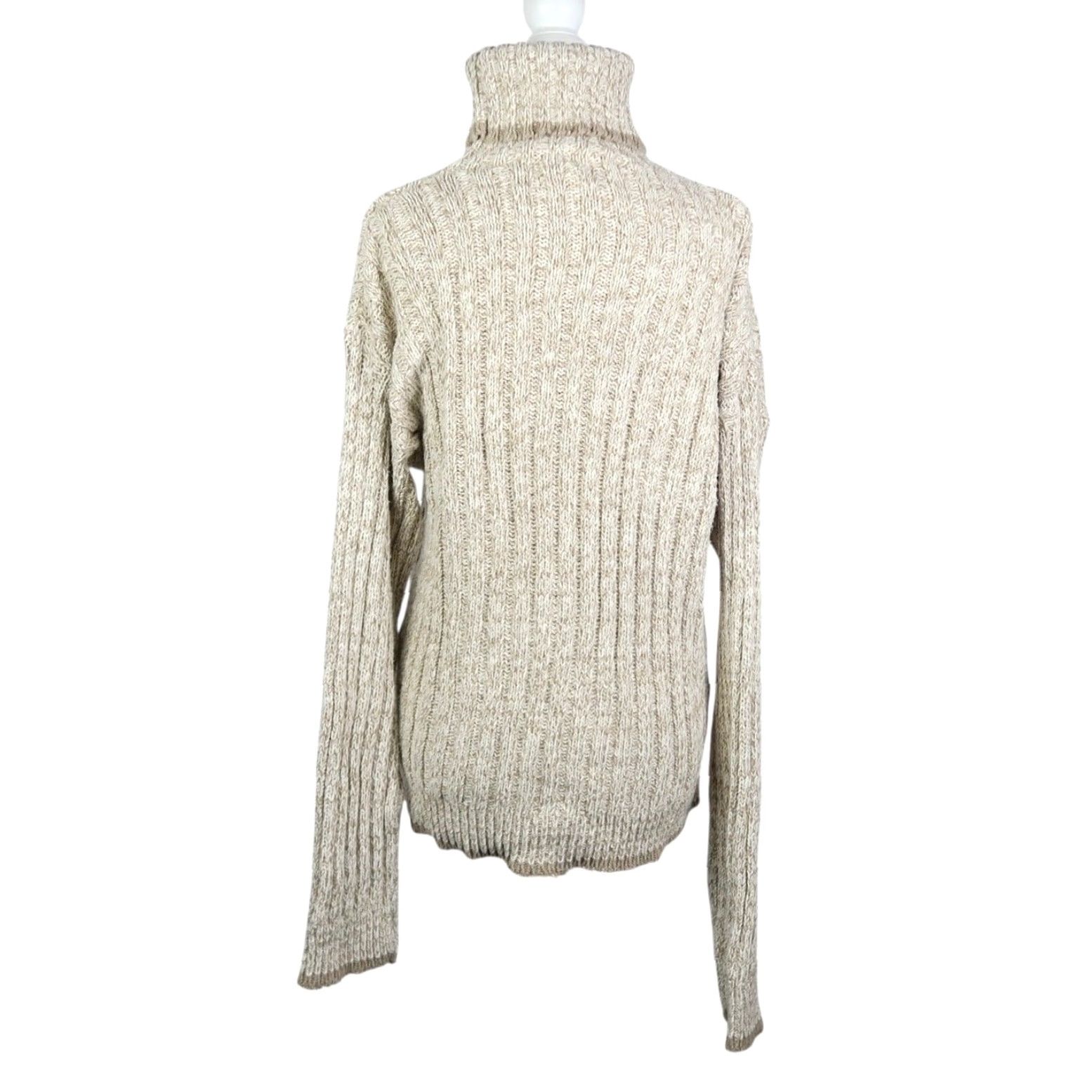 Vintage VINTAGE 90s Old Glory Cream Tan Cotton Knit Turtleneck Sweater L Womens Pullover Size L / US 10 / IT 46 - 4 Thumbnail