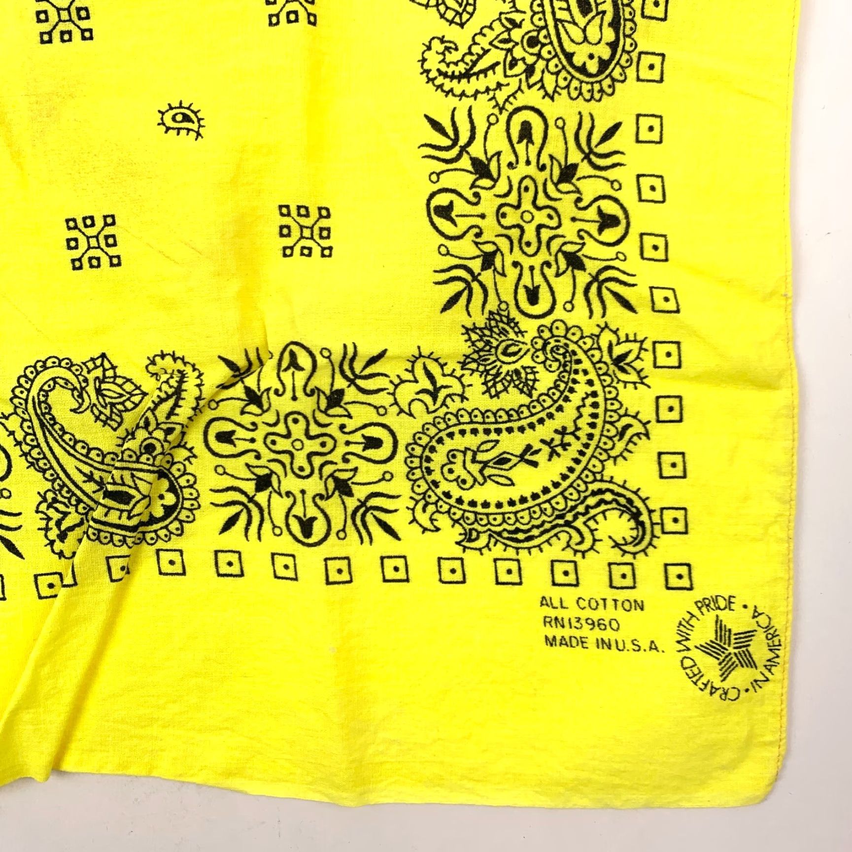 Vintage VINTAGE Bandana 20.5"x20.5" Yellow Paisley Western 100% Cotton USA Unbranded Adults Unisex Shirt Hat Other Size ONE SIZE - 3 Thumbnail
