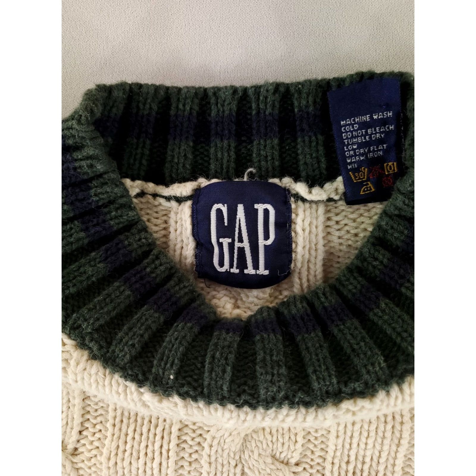 Gap VINTAGE Gap Sweater 90s Cable-Knit Crew Neck Ramie Cotton White Mens M Crew Neck Pullover Knit Size US M / EU 48-50 / 2 - 2 Thumbnail