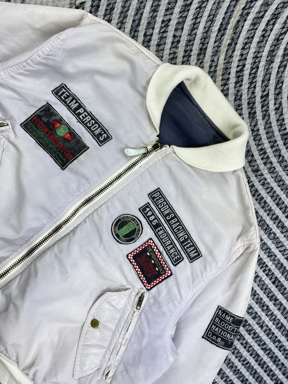 Vintage Vtg Person Racing Team Riversible Bomber Jacket With Patches Size US L / EU 52-54 / 3 - 13 Thumbnail