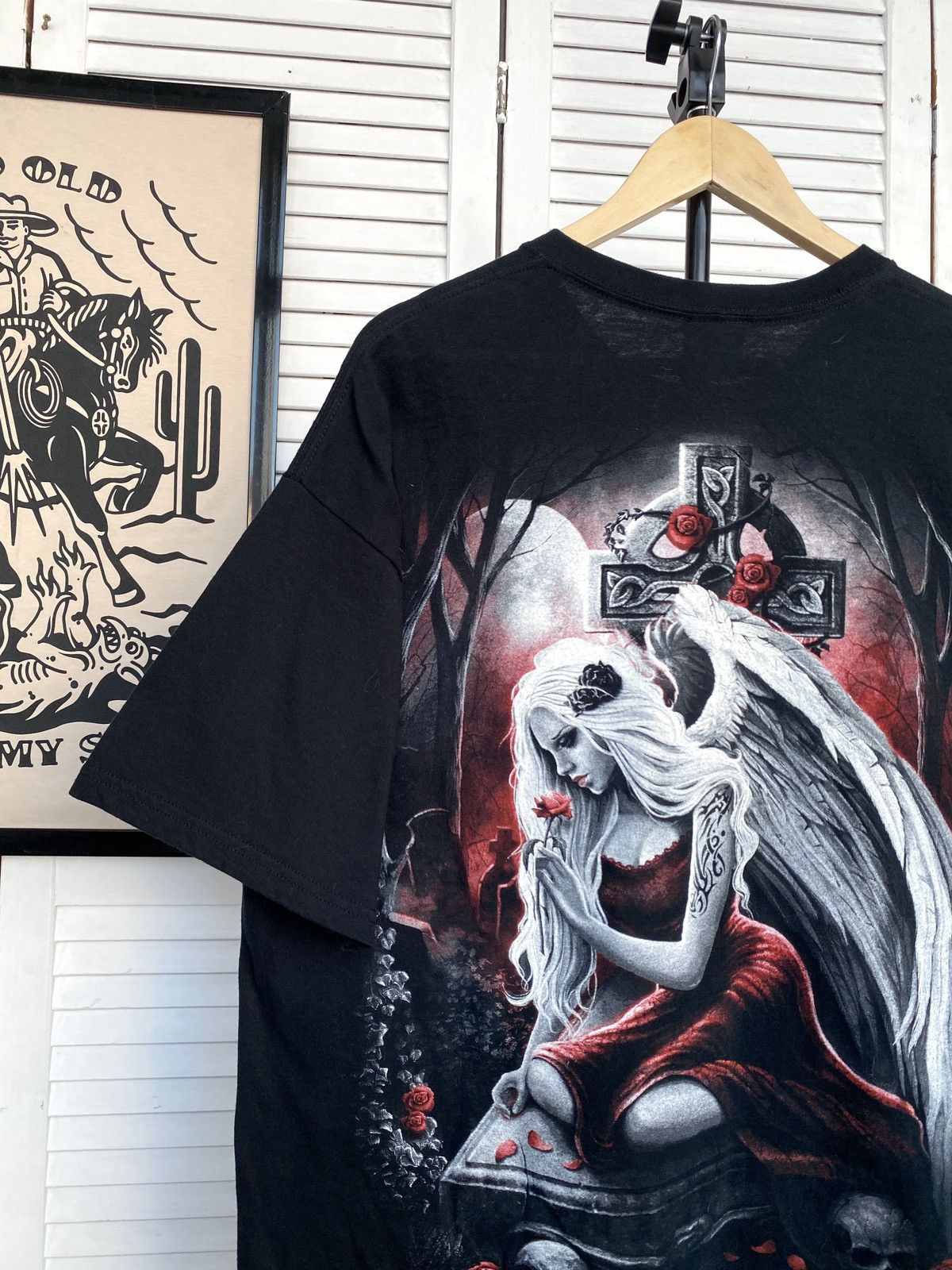 Band Tees × Vintage Vintage Spiral Gothic Angel Tee Shirt Black Grunge Cross Size US XL / EU 56 / 4 - 9 Thumbnail