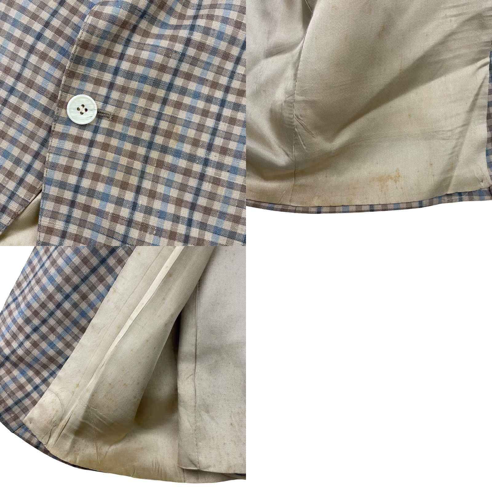 Brooks VINTAGE John Brooks Blazer Mens Beige/Blue/Brown Plaid 42S Two-Button Size 42R - 9 Thumbnail