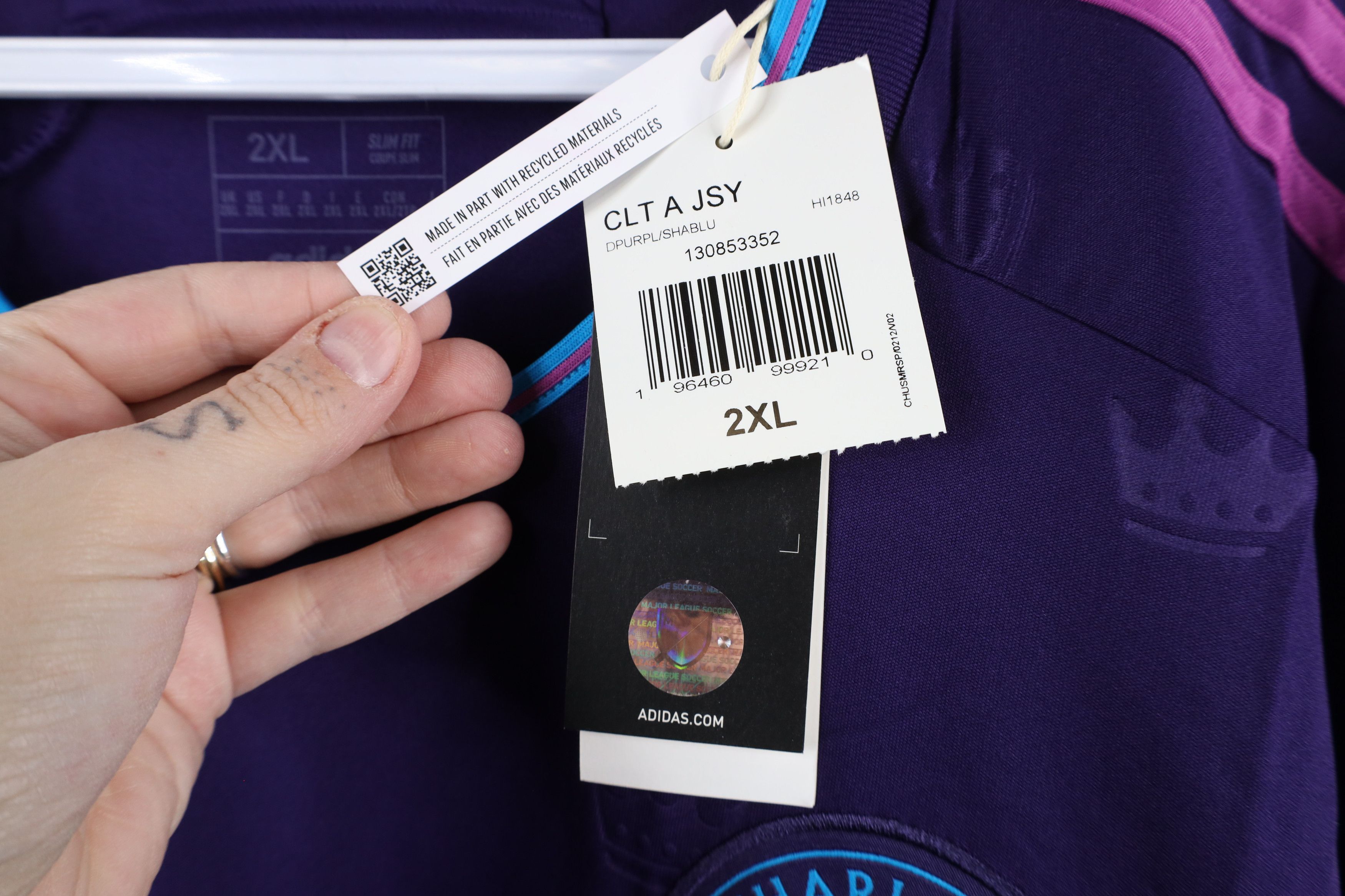 Adidas × Vintage New Adidas Charlotte Football Club Soccer Jersey Purple Size US XXL / EU 58 / 5 - 4 Thumbnail