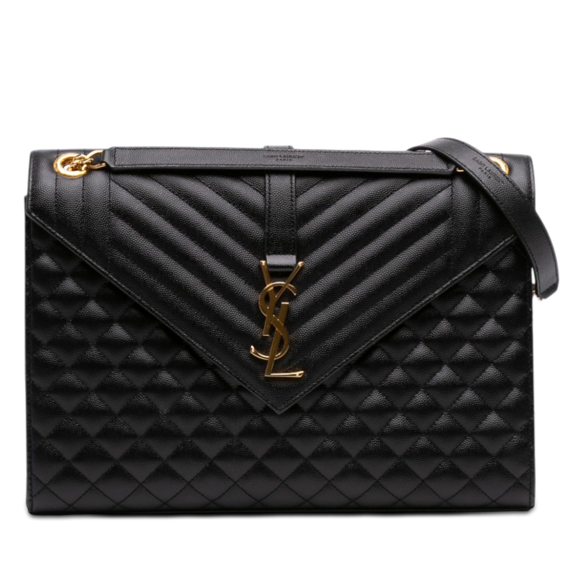 Saint Laurent Paris Grain De Poudre Triquilt Monogram Envelope Bag Size ONE SIZE - 1 Thumbnail