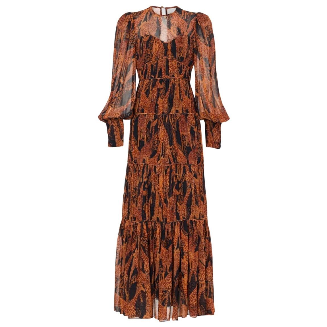 Farm Rio FARM Rio Giraffes Puff Sleeve Maxi Dress Brown Multi Size XS Size XS / US 0-2 / IT 36-38 - 1 Thumbnail